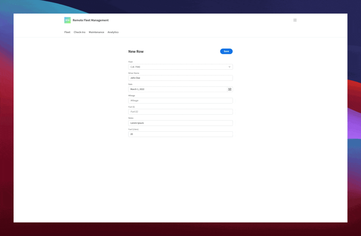 Remote Fleet Management System | Budibase | Low-Code Platform