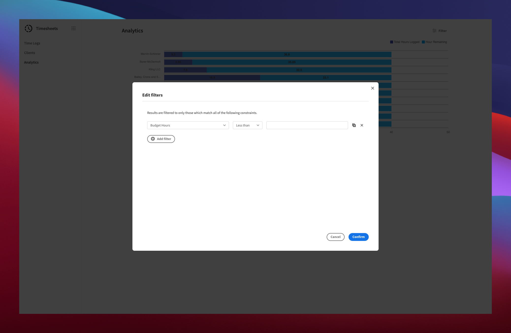 Filter Timesheet Data