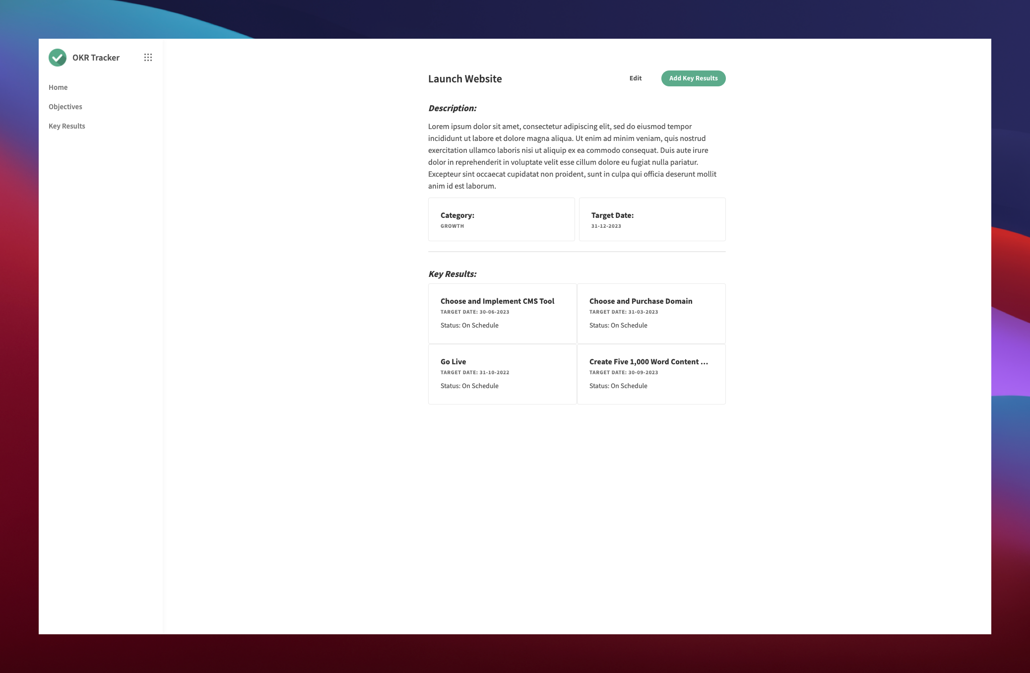 OKR Goal Details