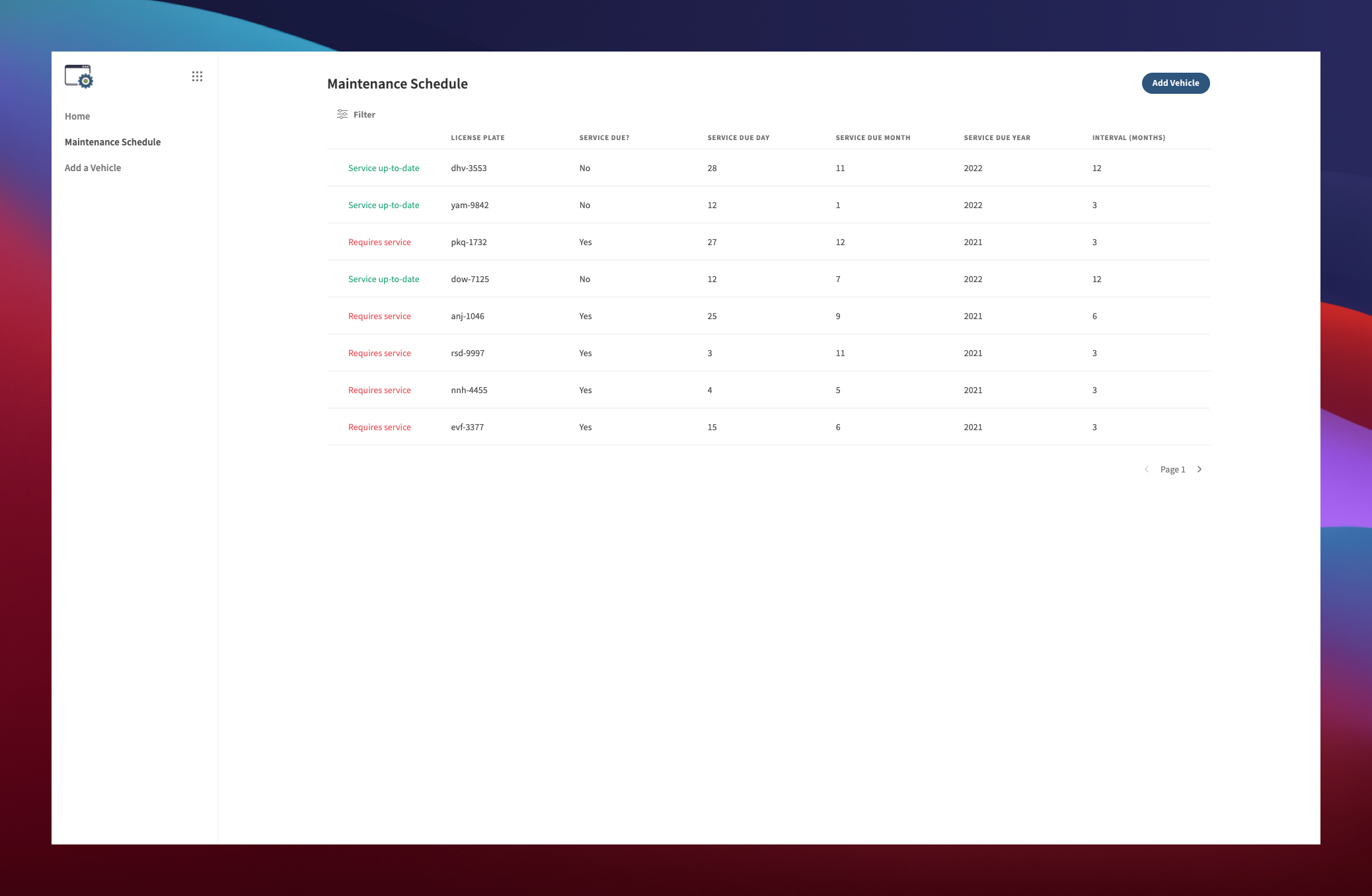 Track and manage equipment maintenance