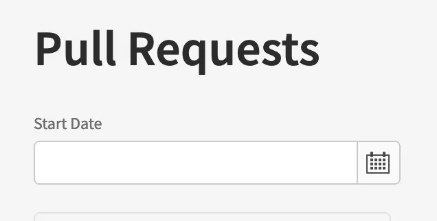 GitHub Metrics Dashboard filter by pull request