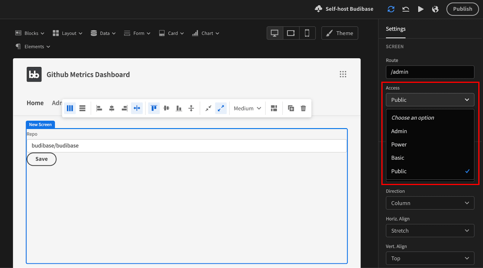 GitHub Metrics Dashboard access roles