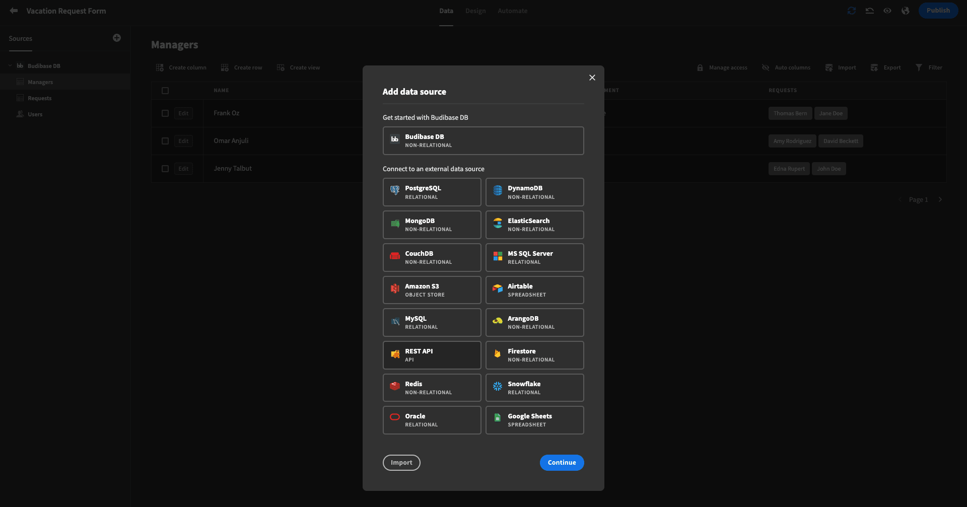 Data sources for automating tasks