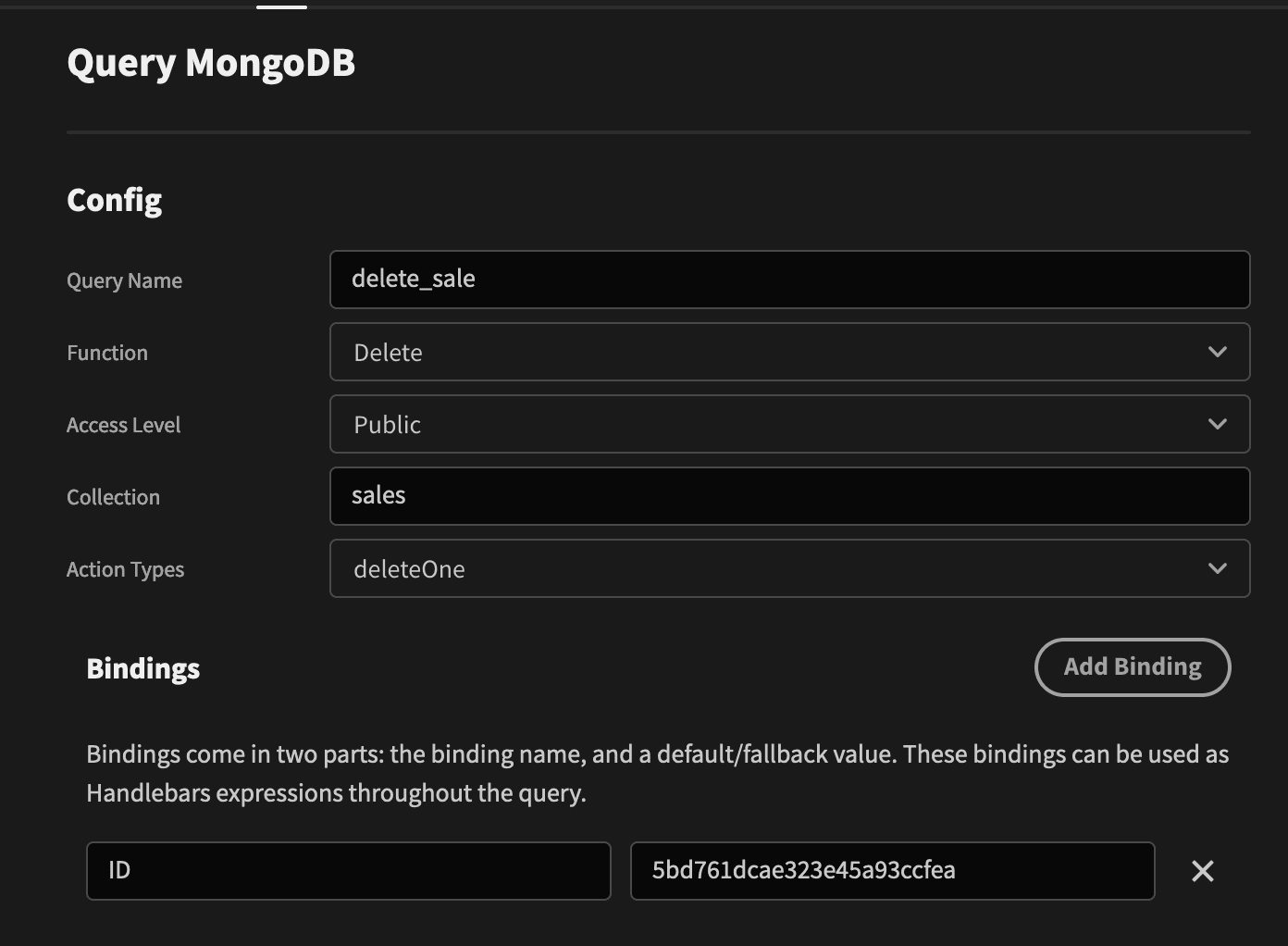 MongoDB CRUD App delete query