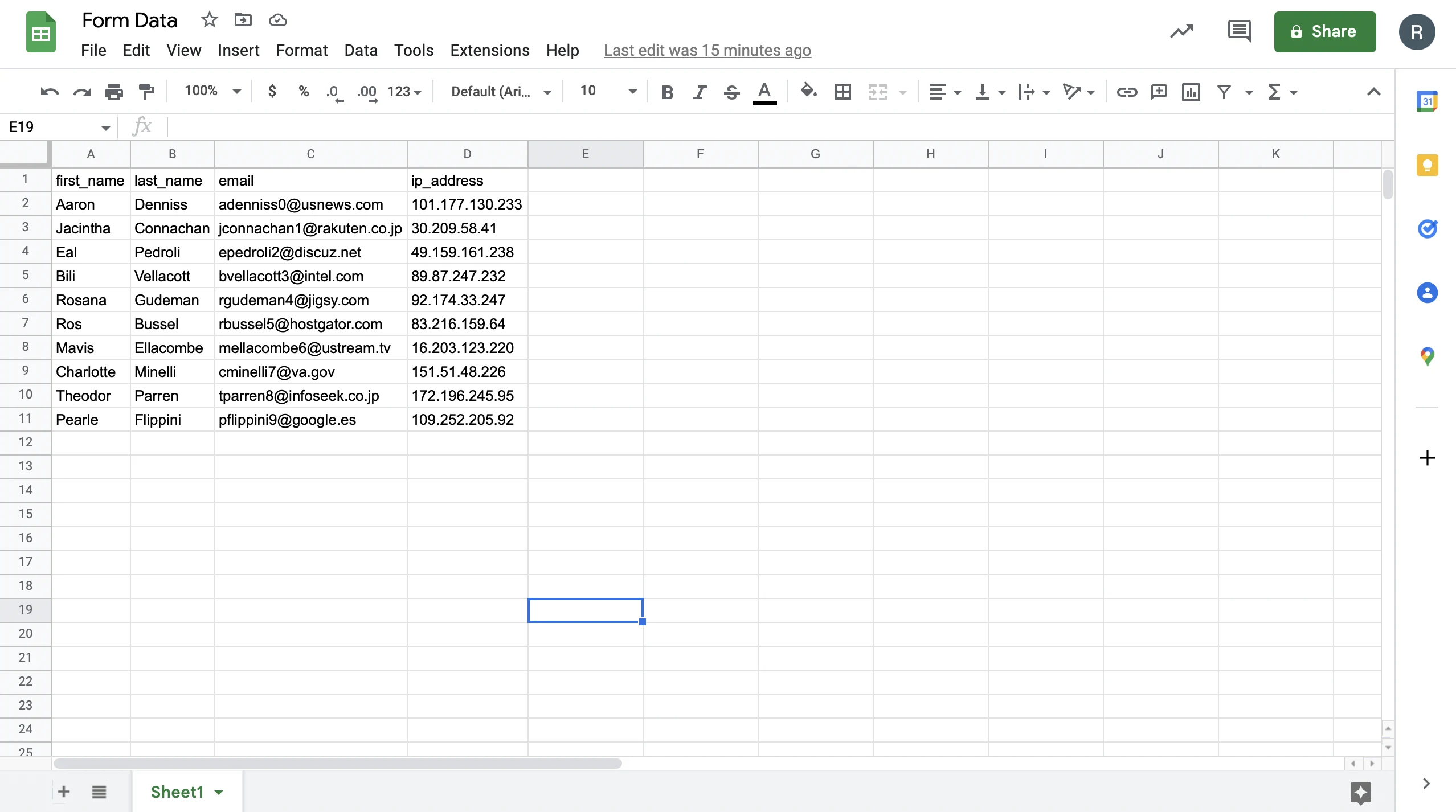Google Sheets Data