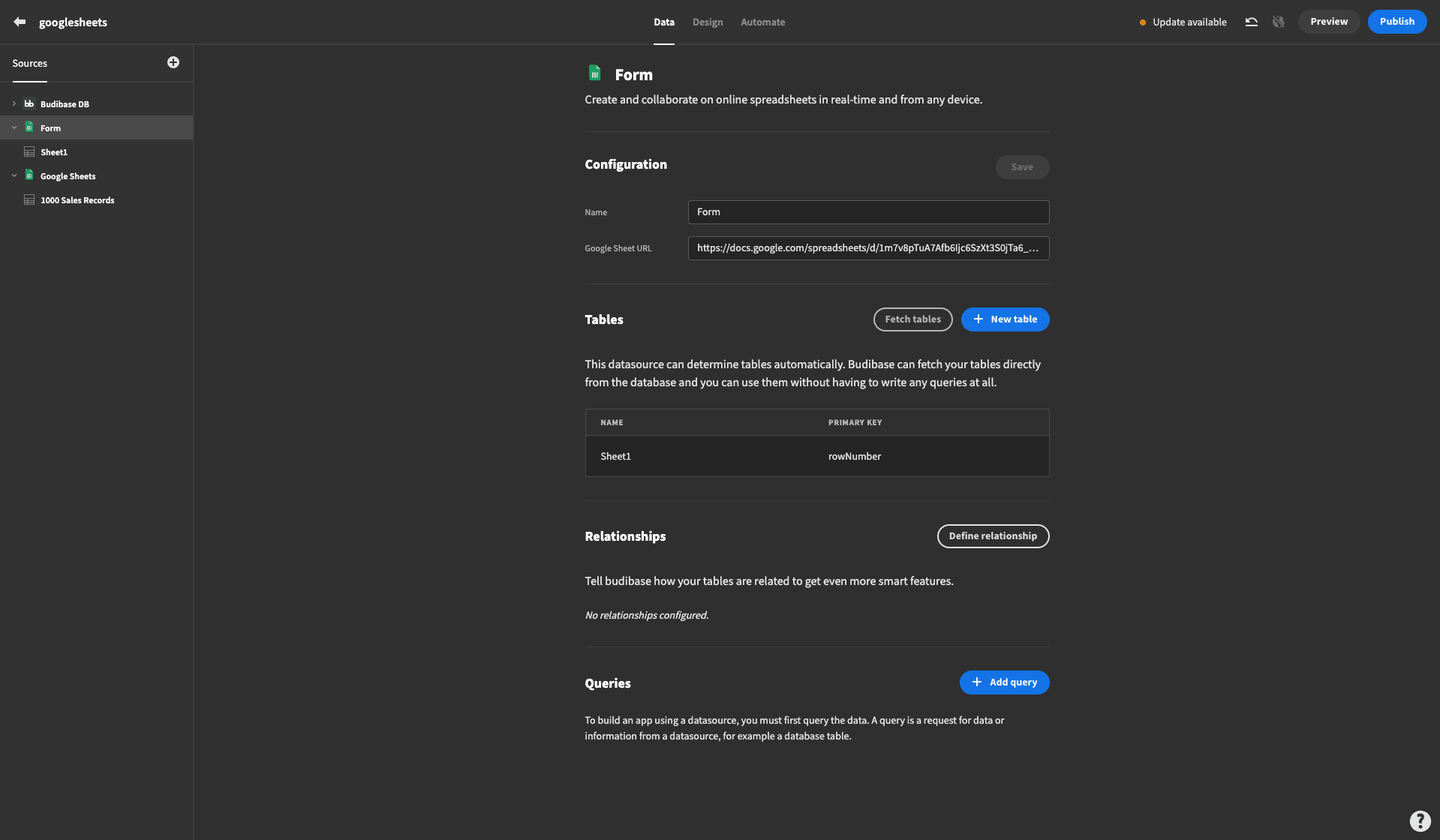 Google Sheets Data Connector