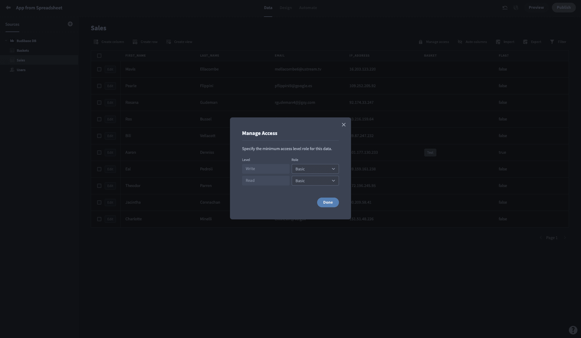 Configure data access