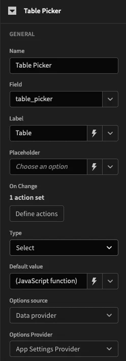 Table Picker