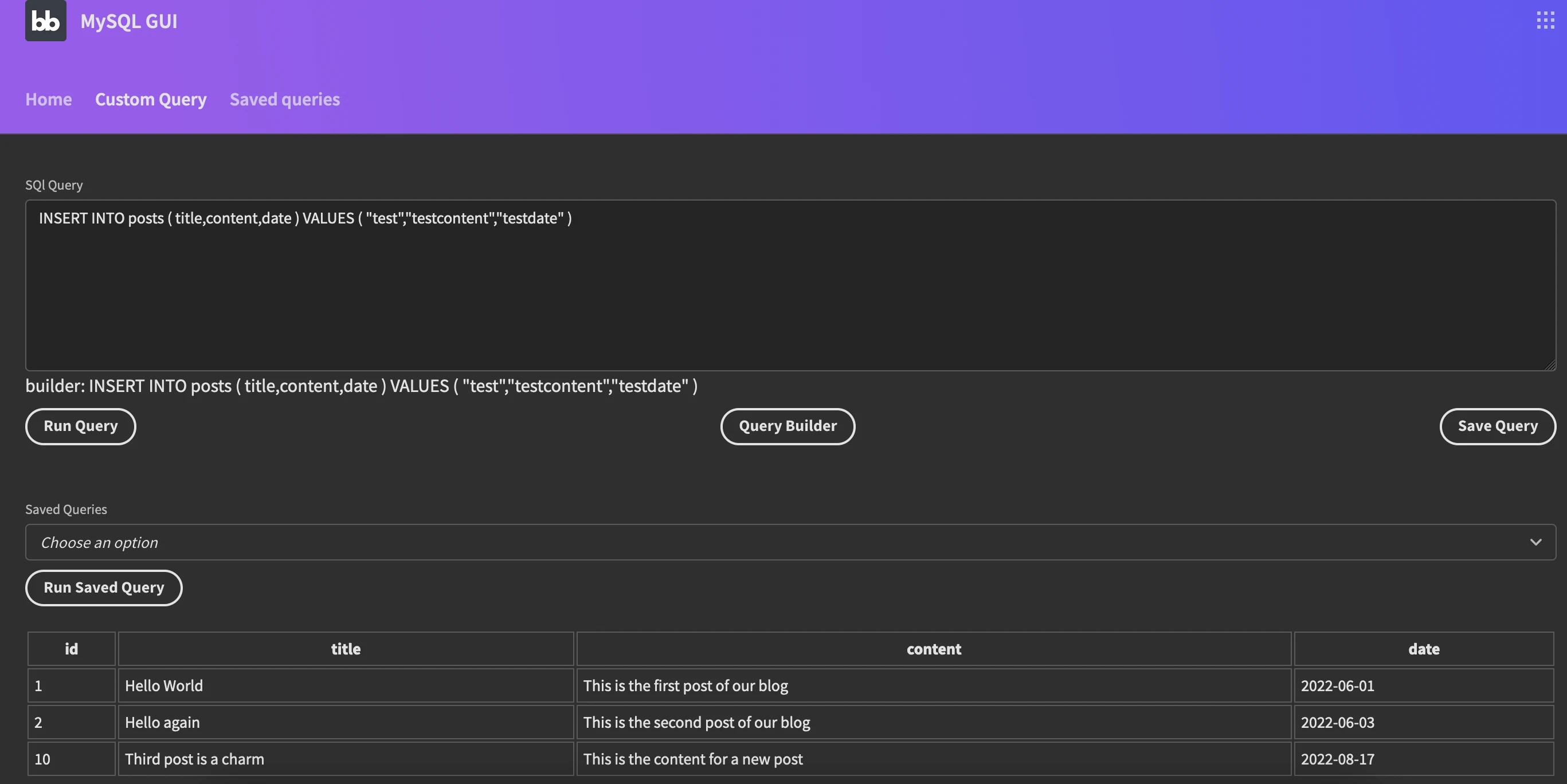 Custom MySQL Query