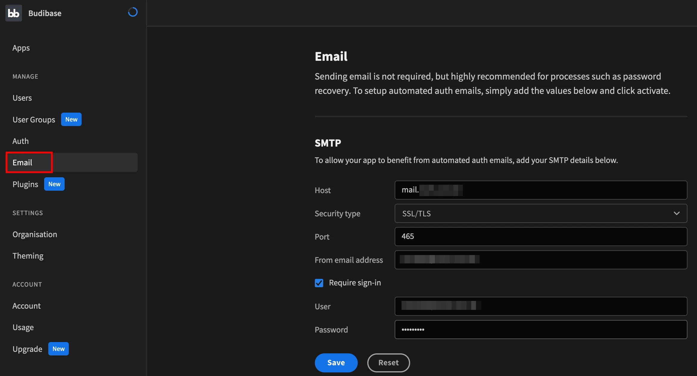 SMTP setup