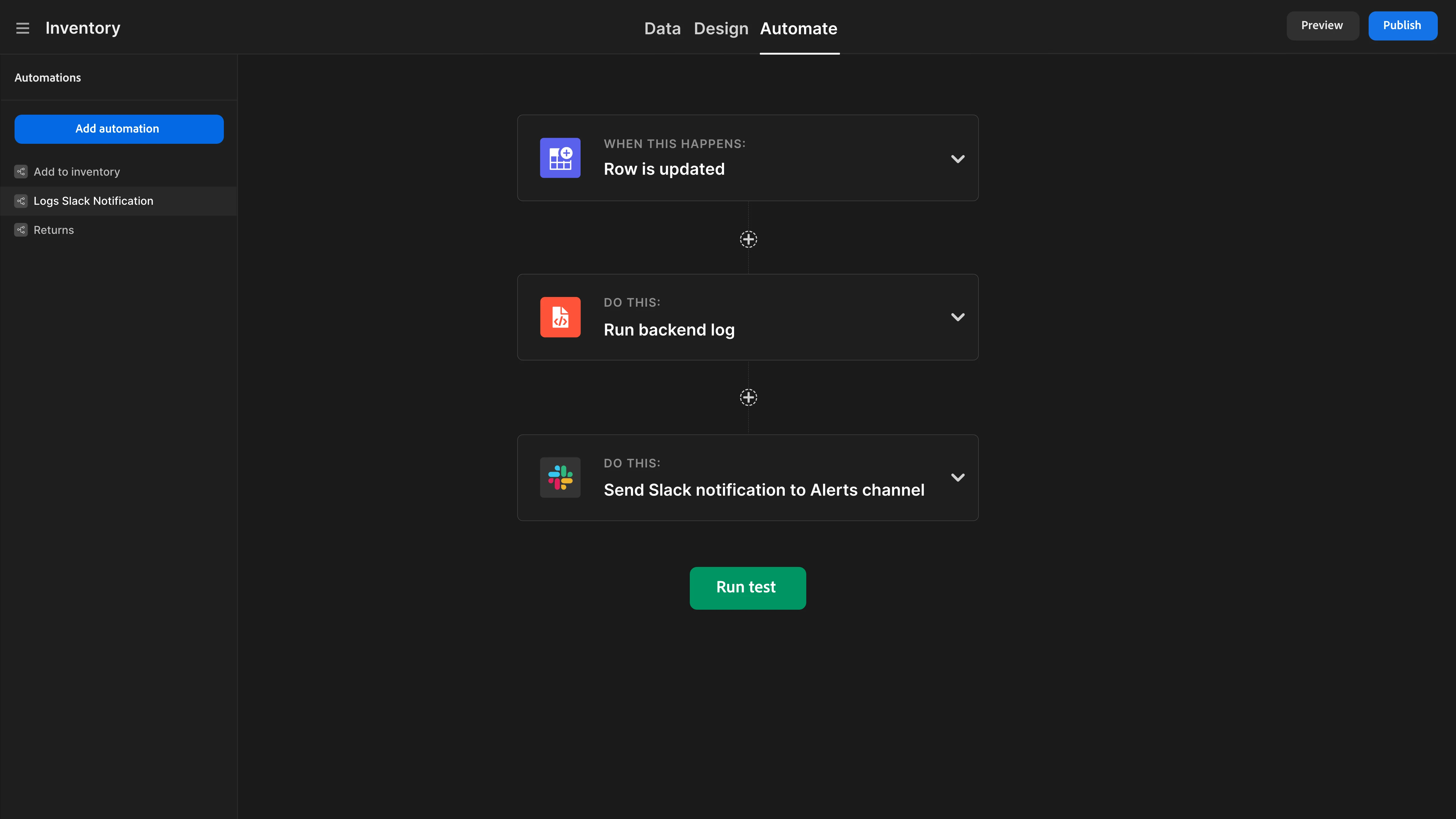 budibase automation ui