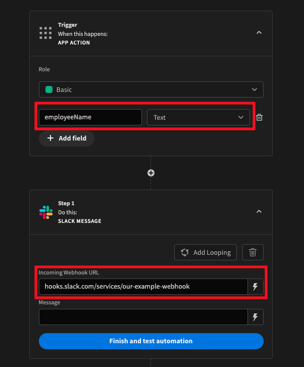 webhook vs API slack example