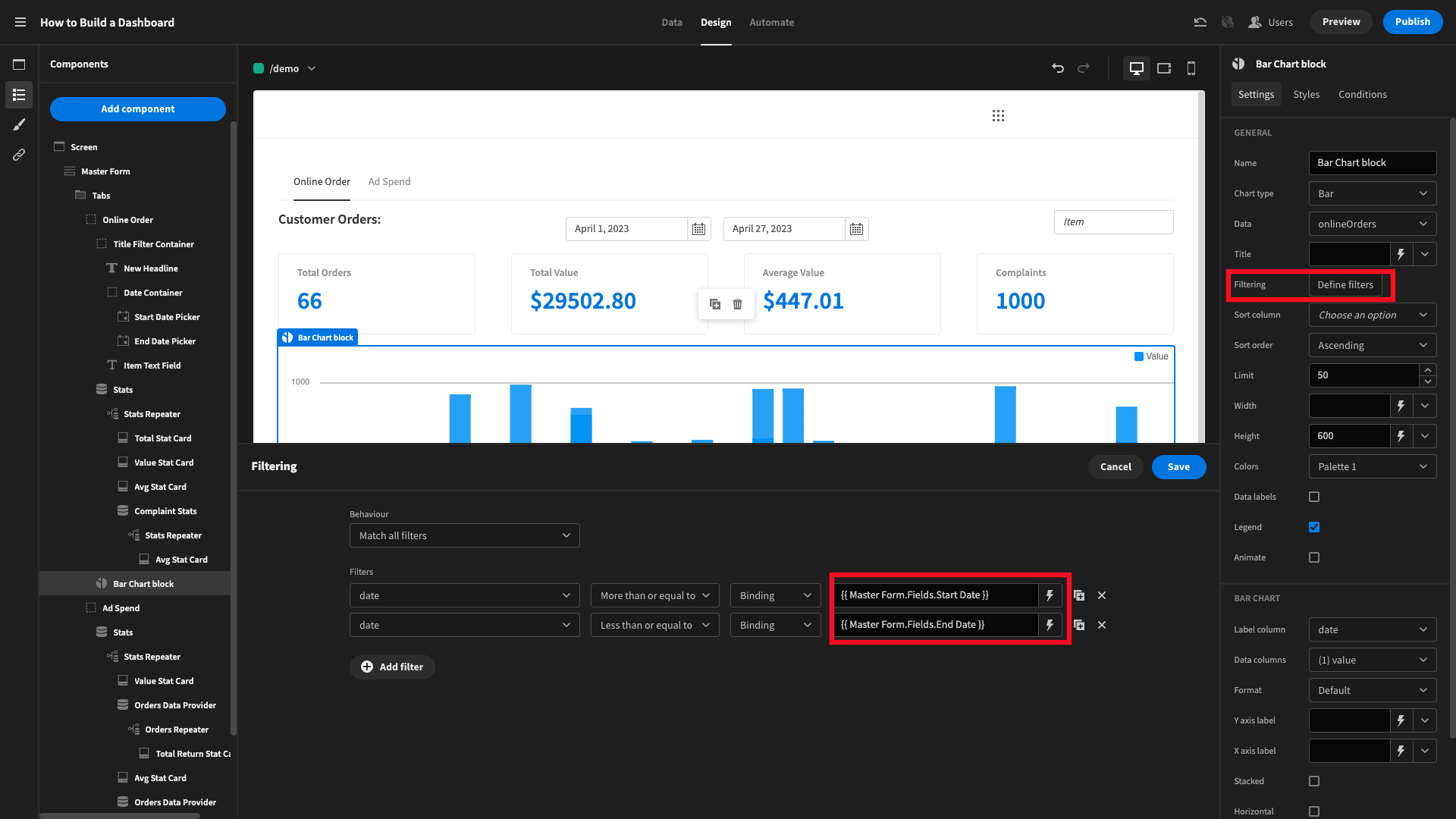 User defined filters