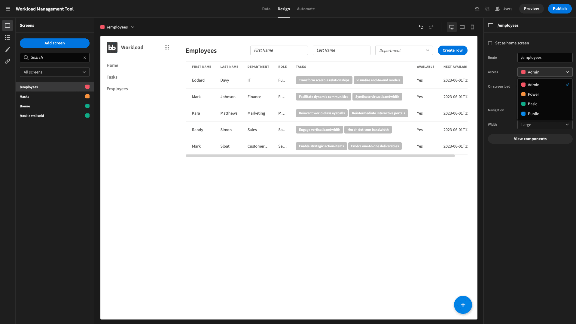 component tree