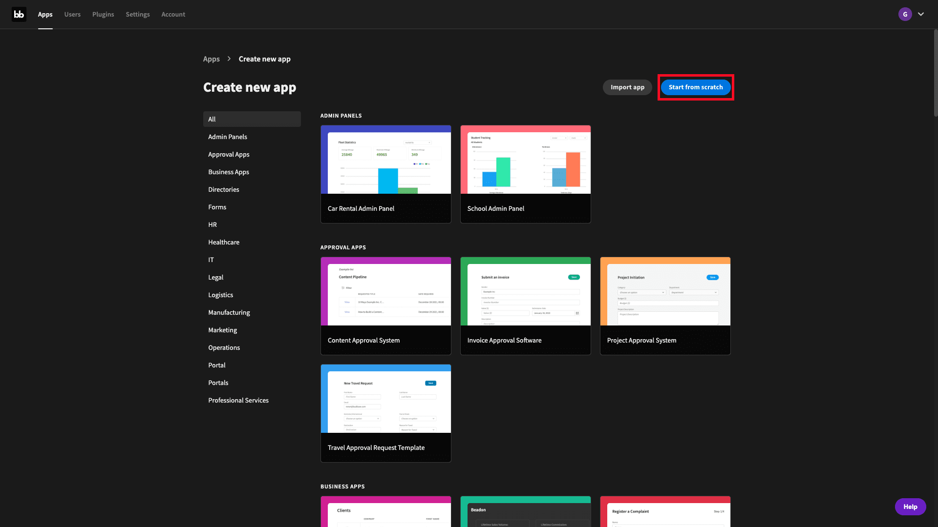 Create a Budibase app