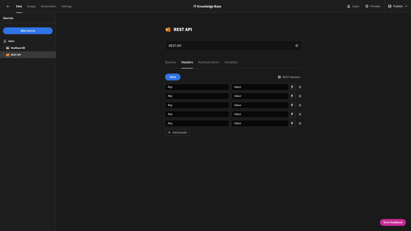 API parameters