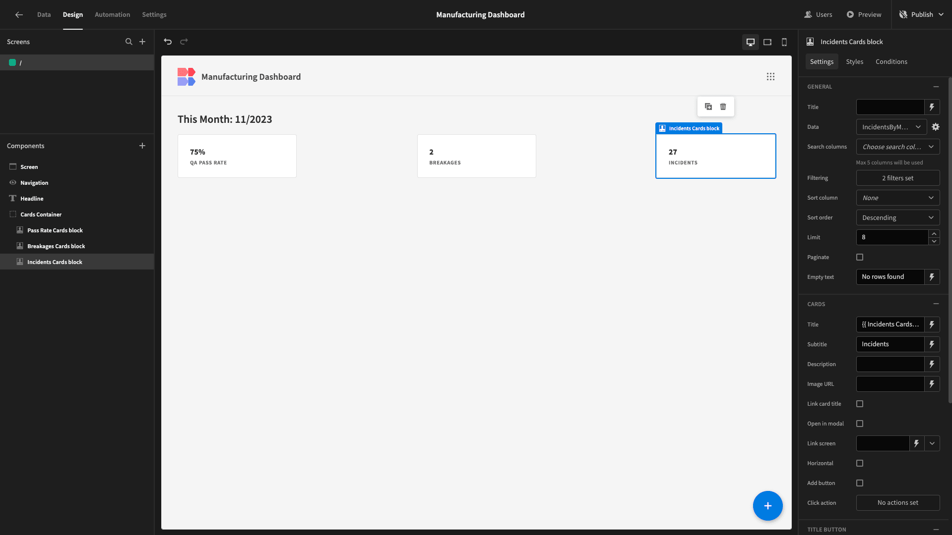 Manufacturing Dashboard