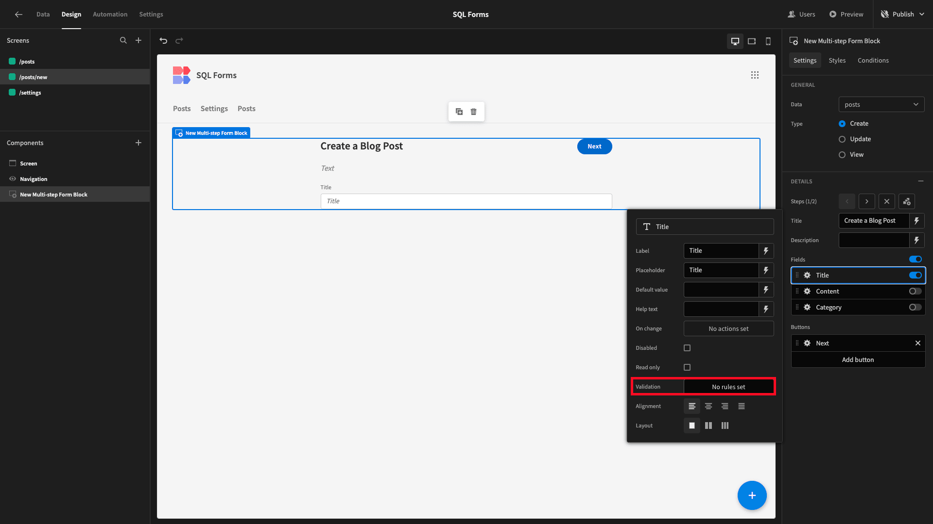 Form Validation Rules