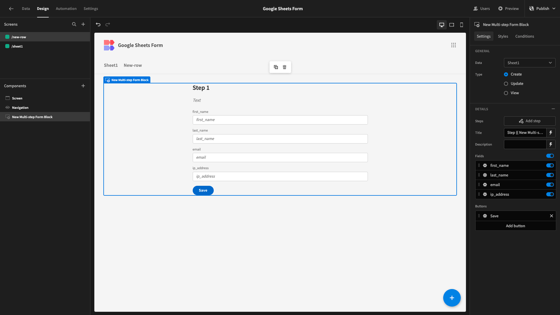 Google Sheets Data Entry Form