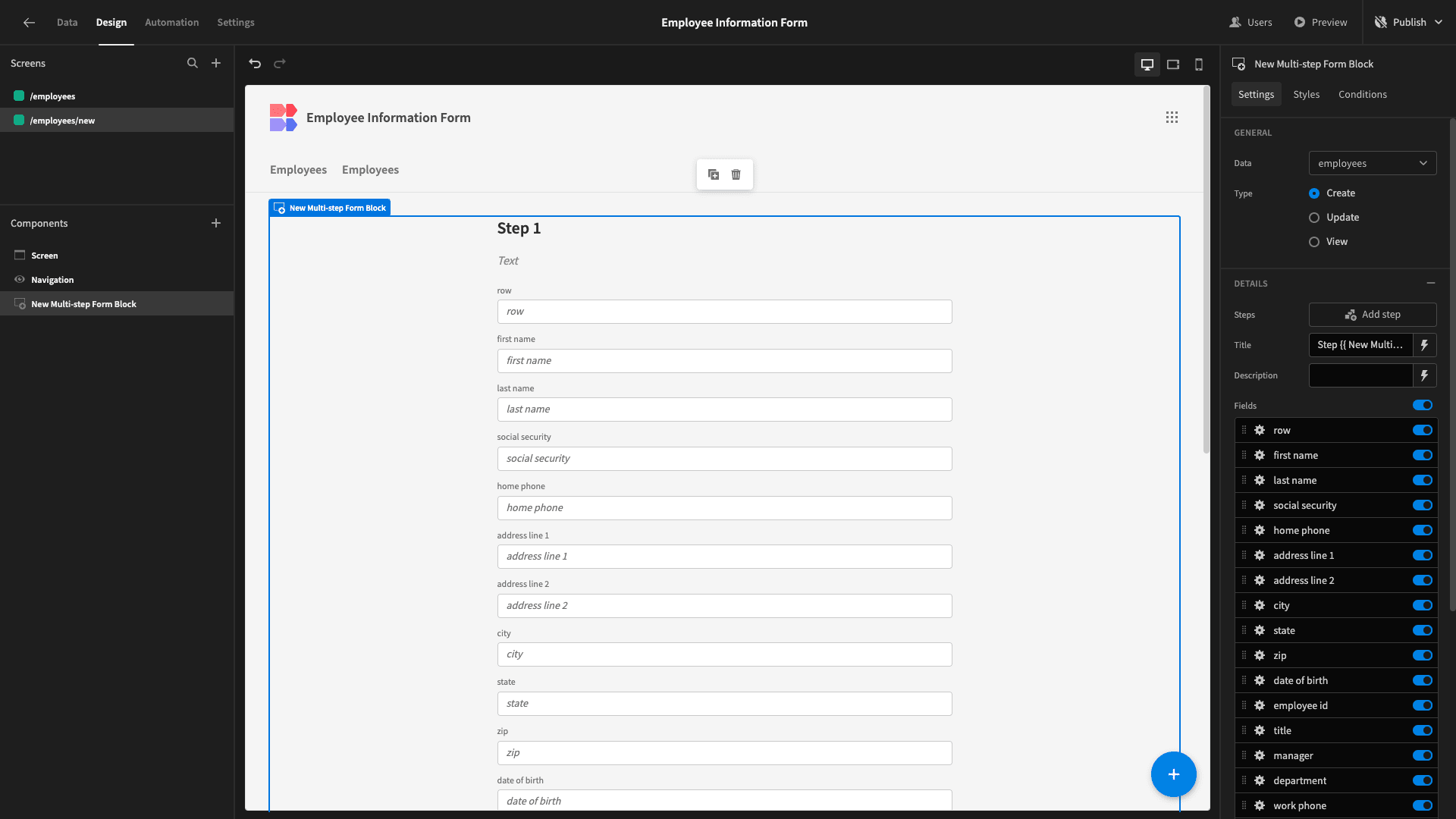 Employee Information Form