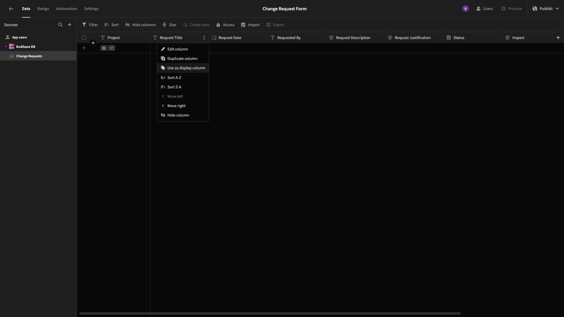 Set Display Column