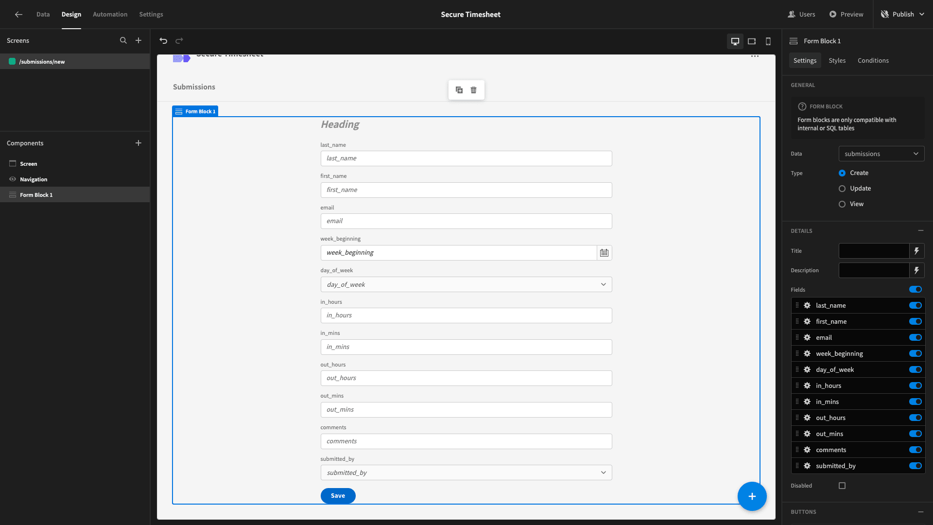 Secure Timesheet