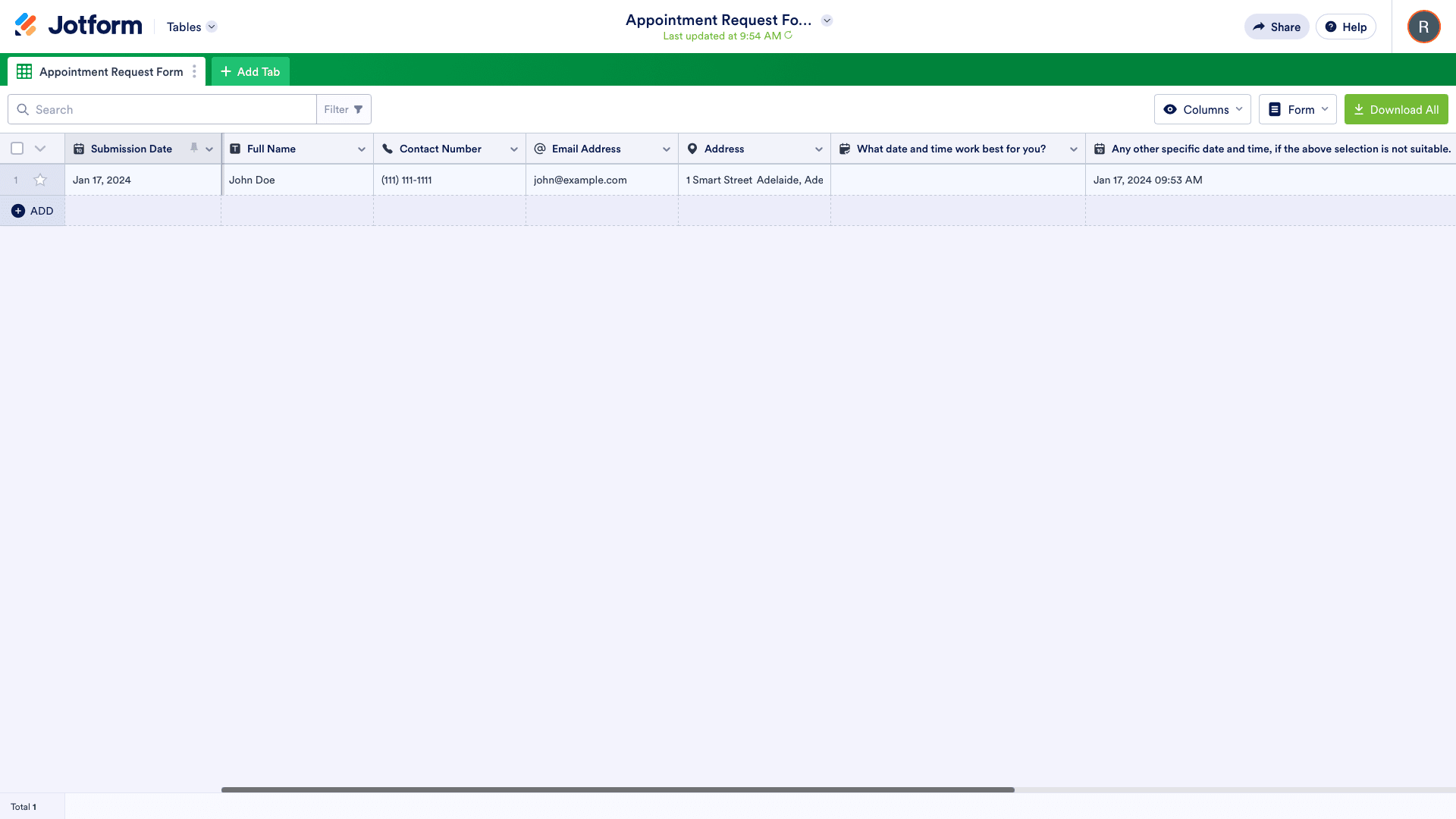 Jotform database