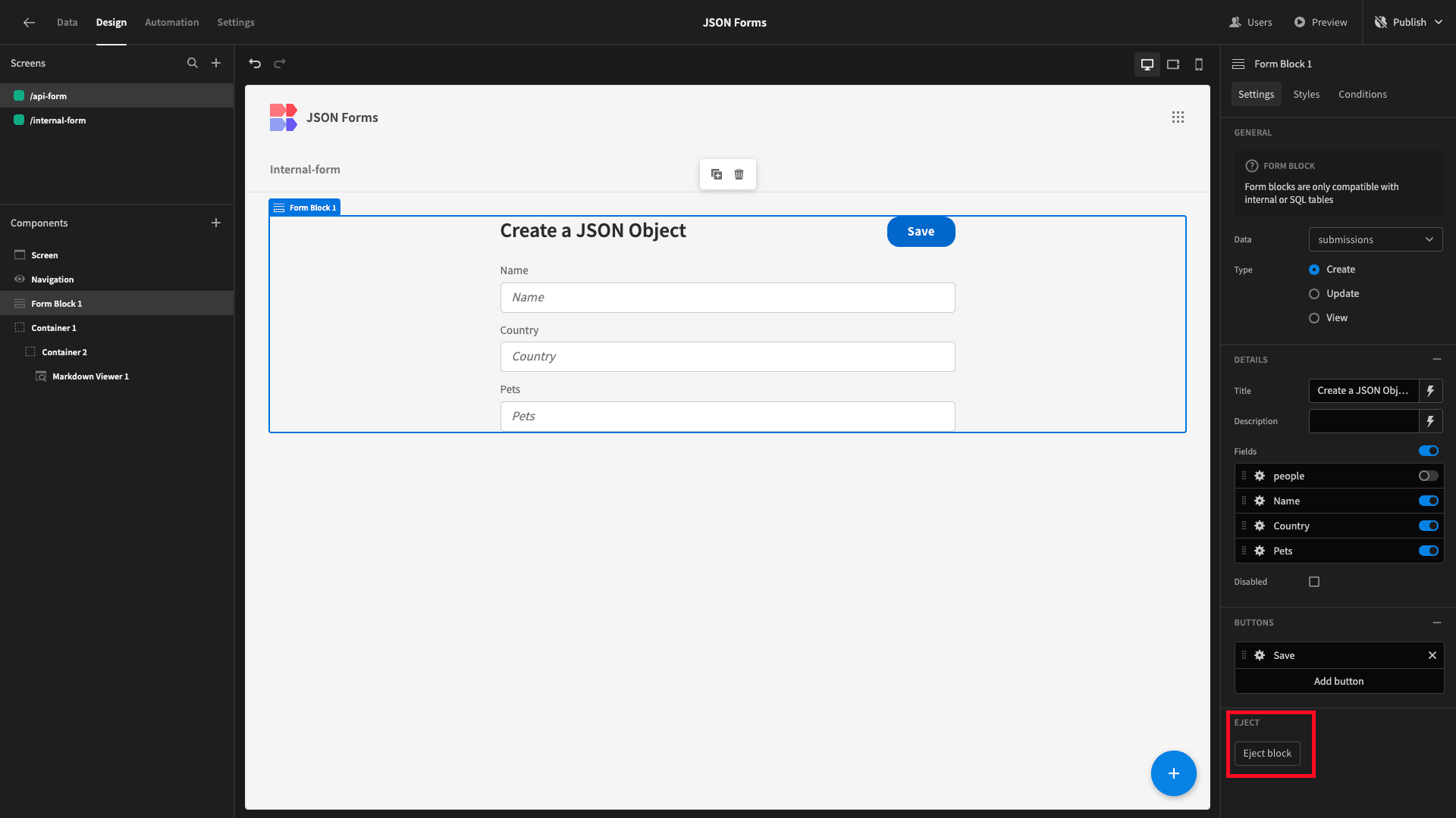 Send Form Data to JSON