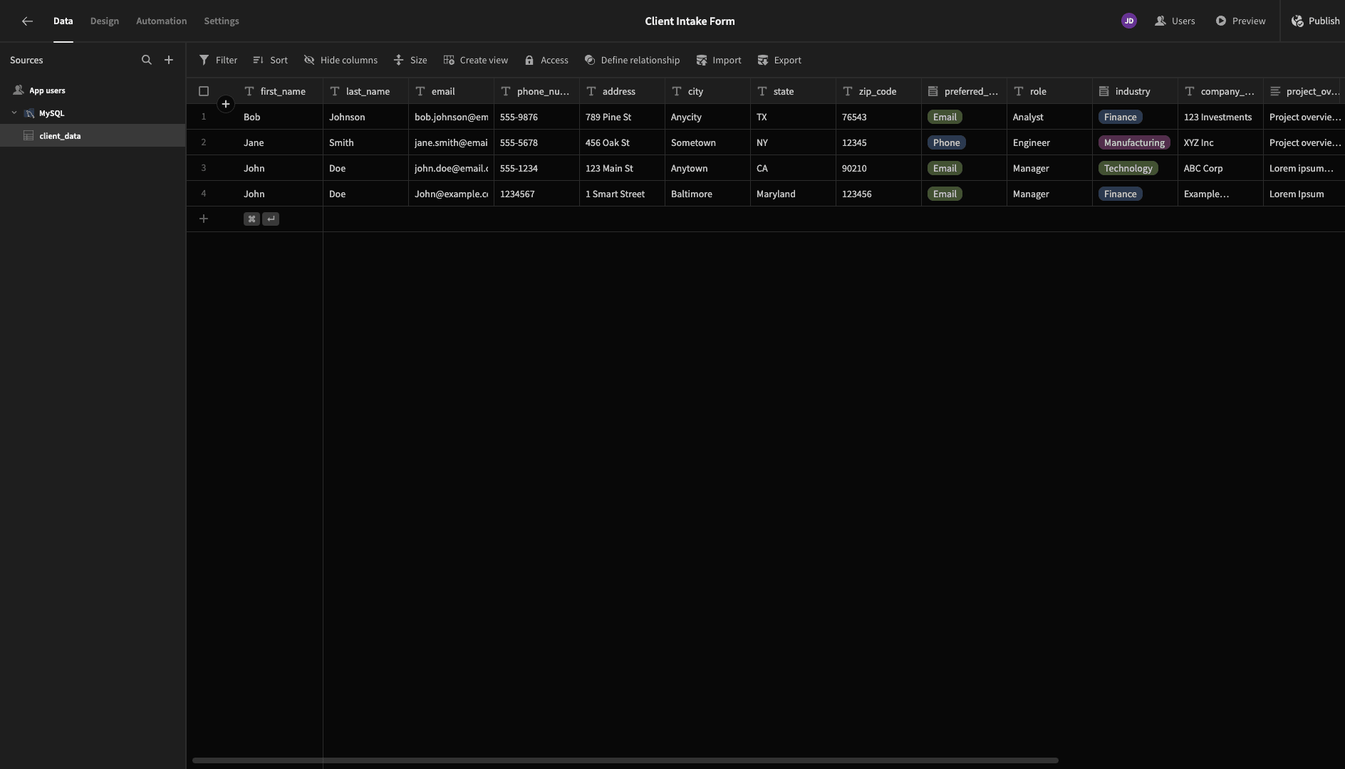 Data Schema