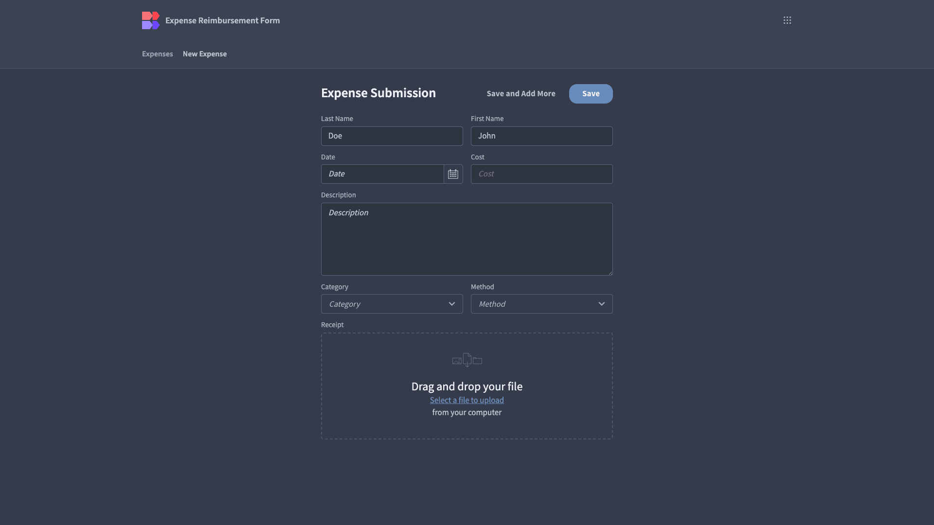 Expense Reimbursement Form