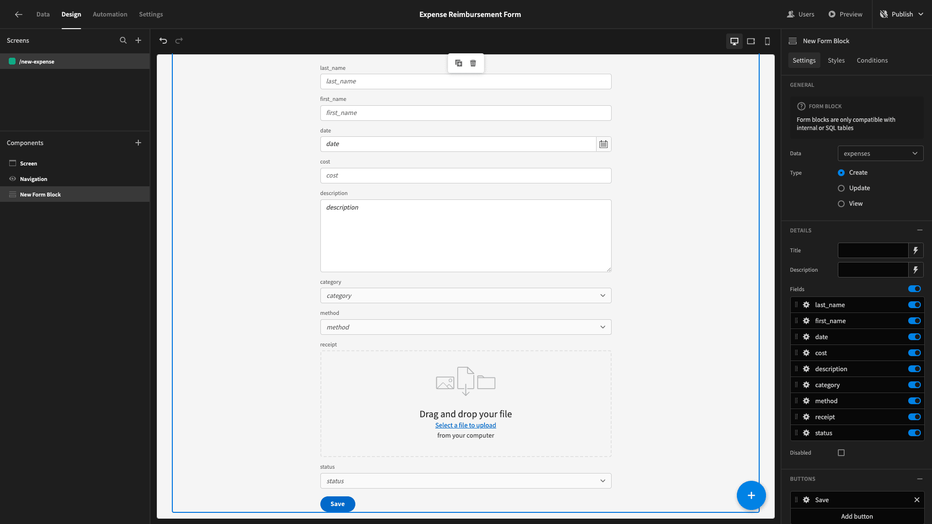 Expense Reimbursement Form