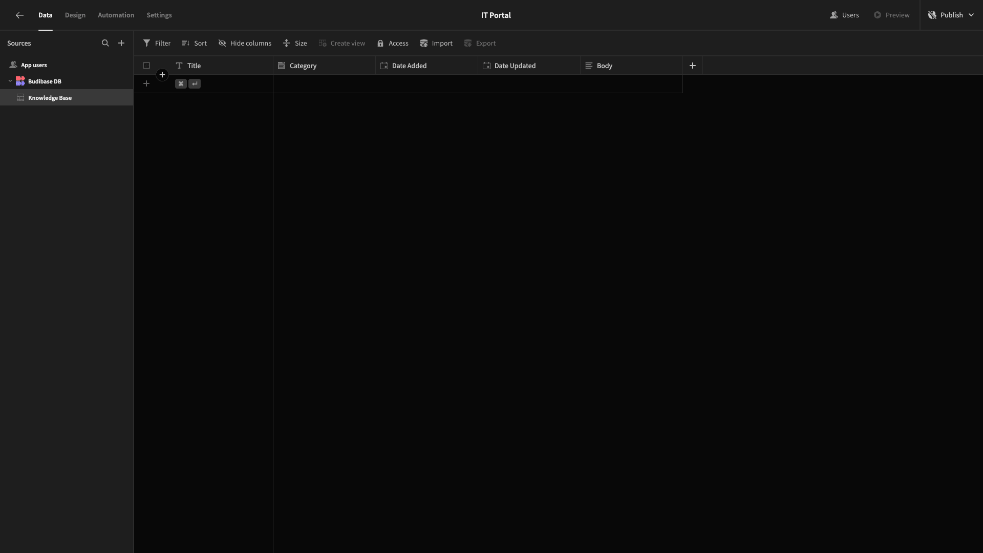 Database table