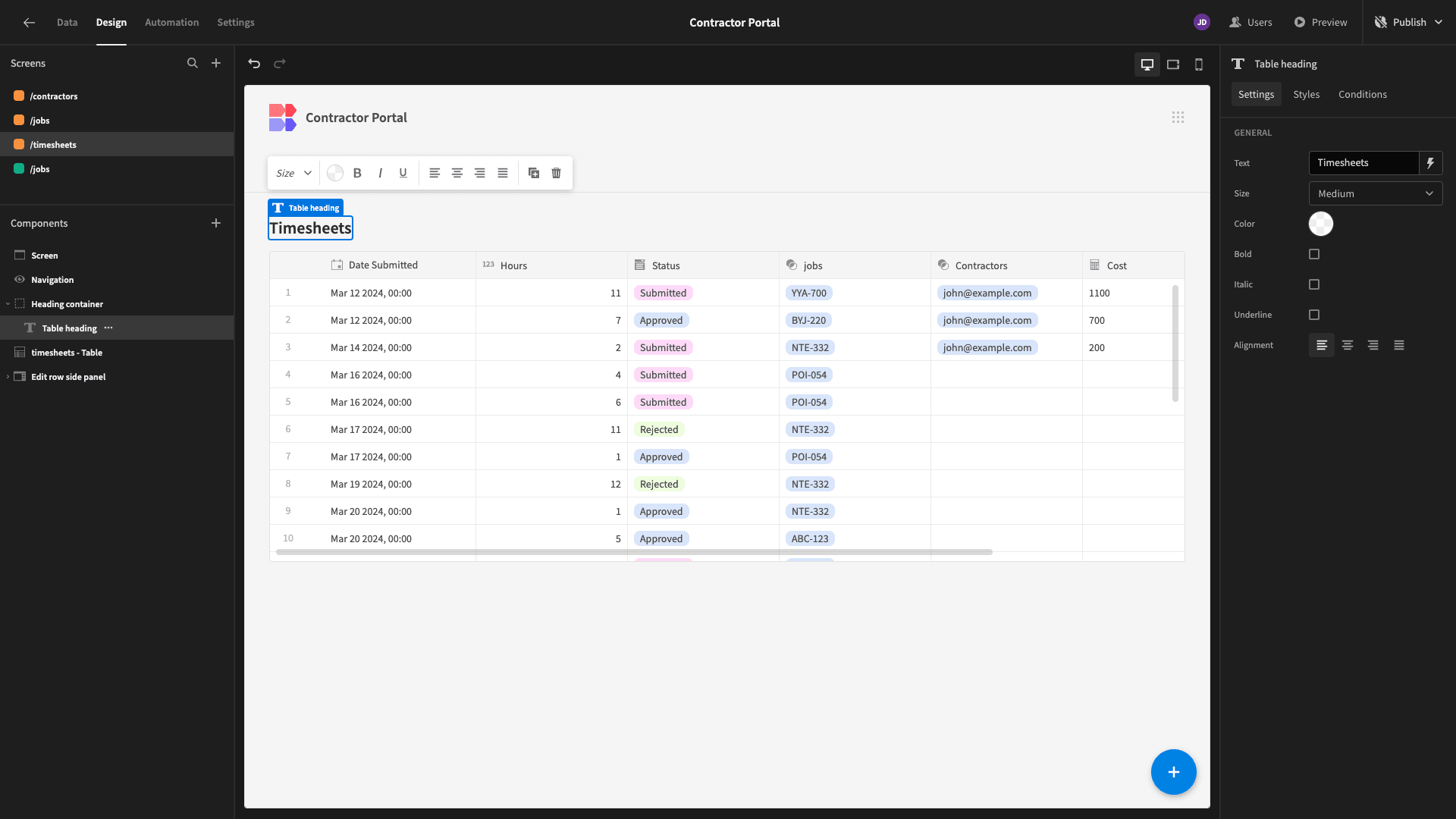 Timesheets