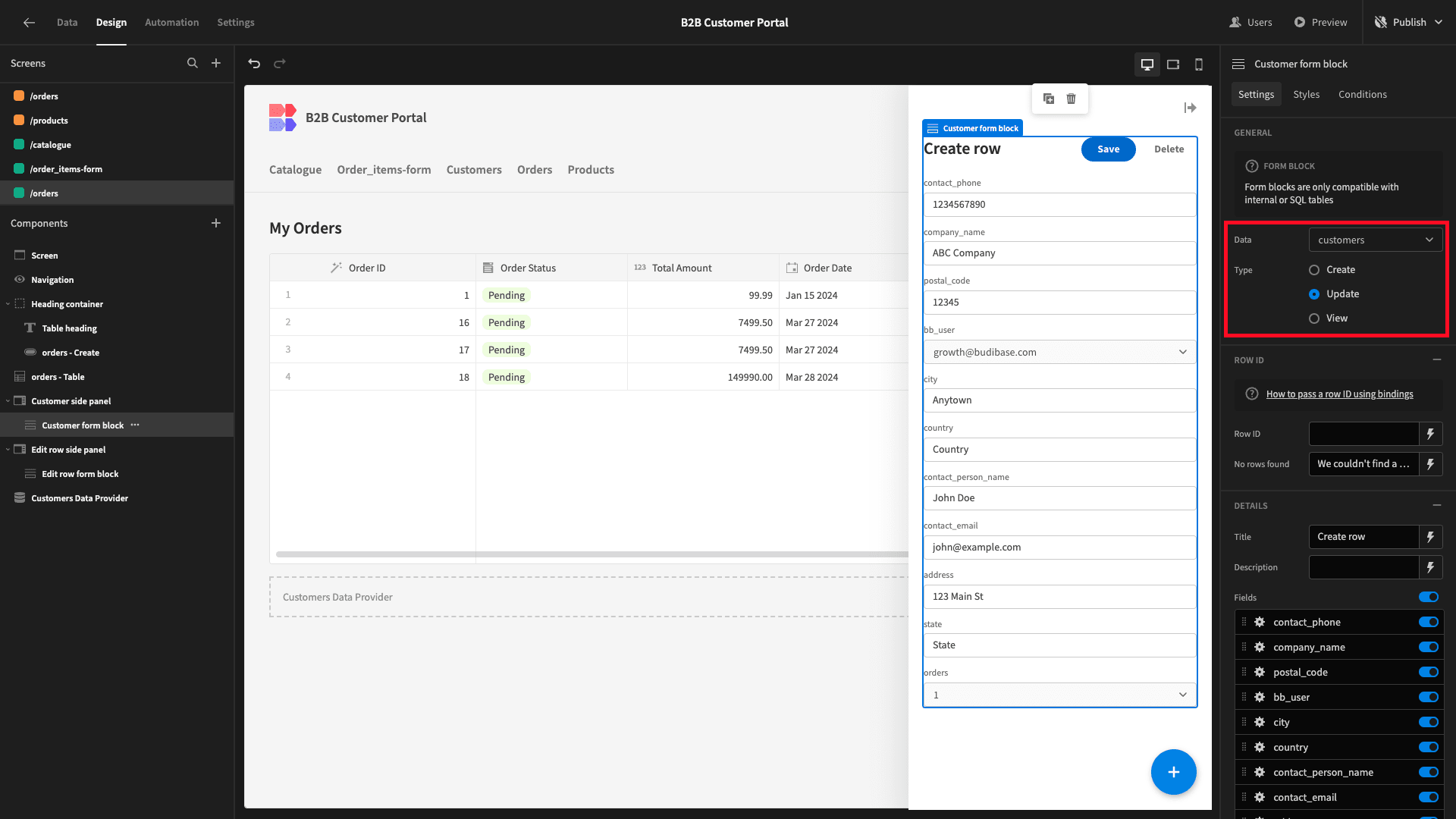 Customer Form