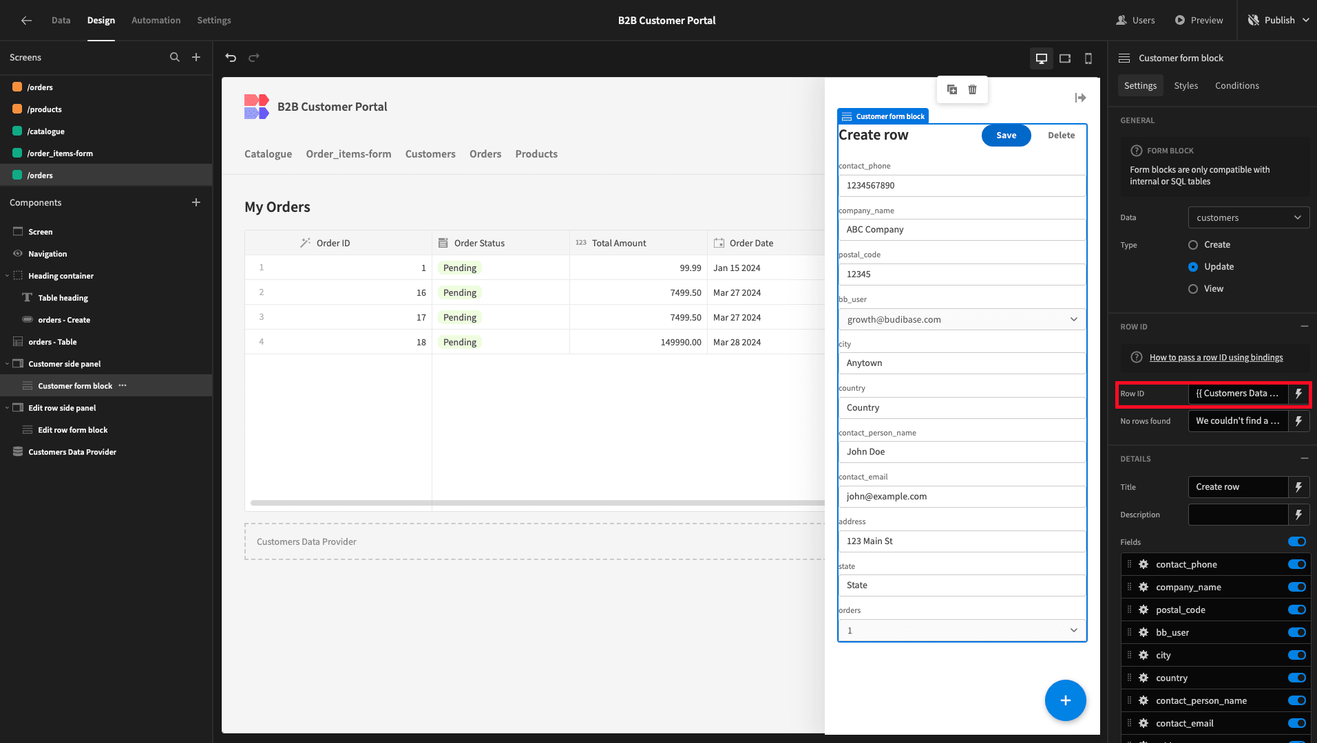 Customer Form