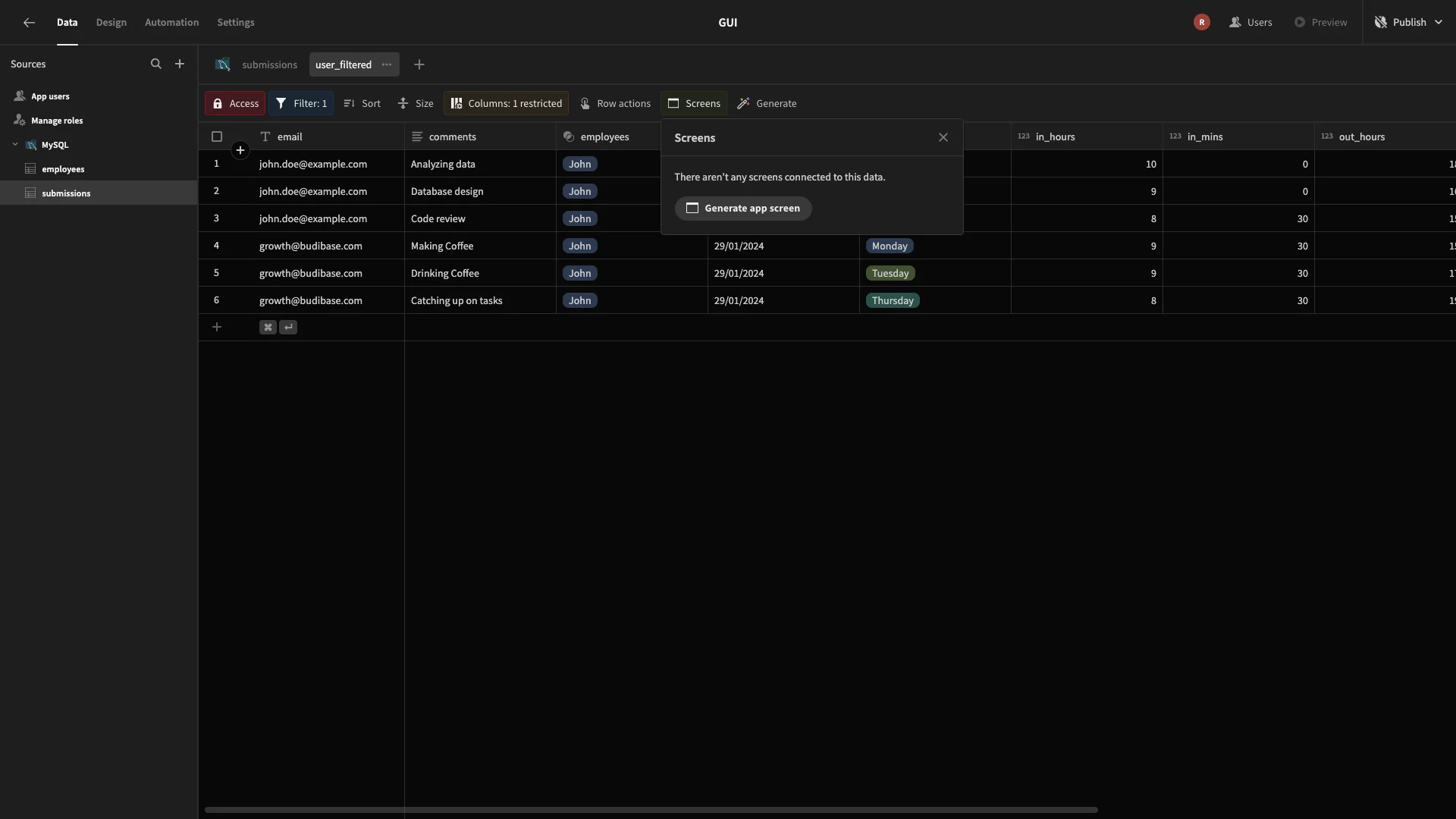 Generate Screens