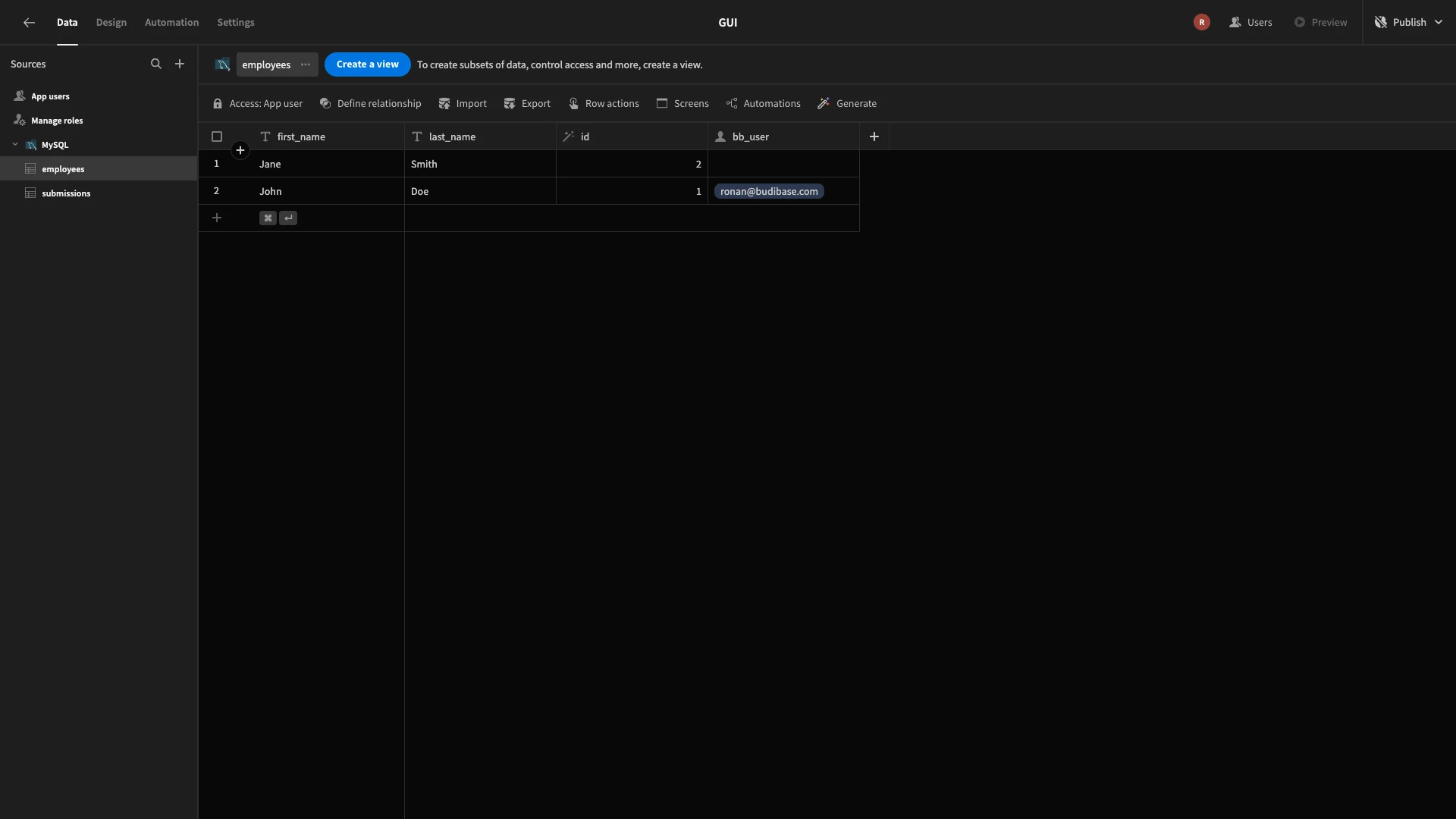 SQL GUI