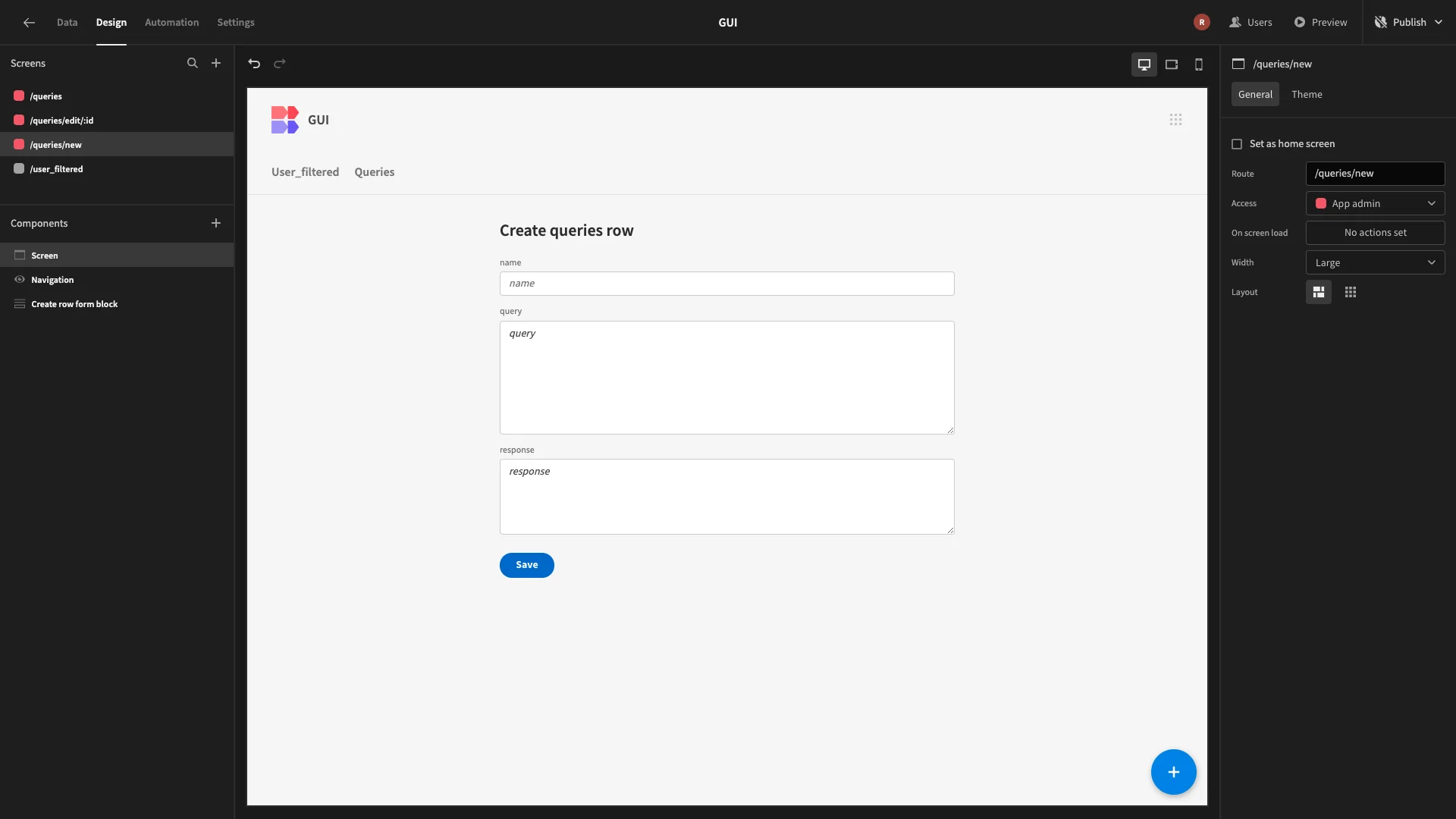 Create Screen