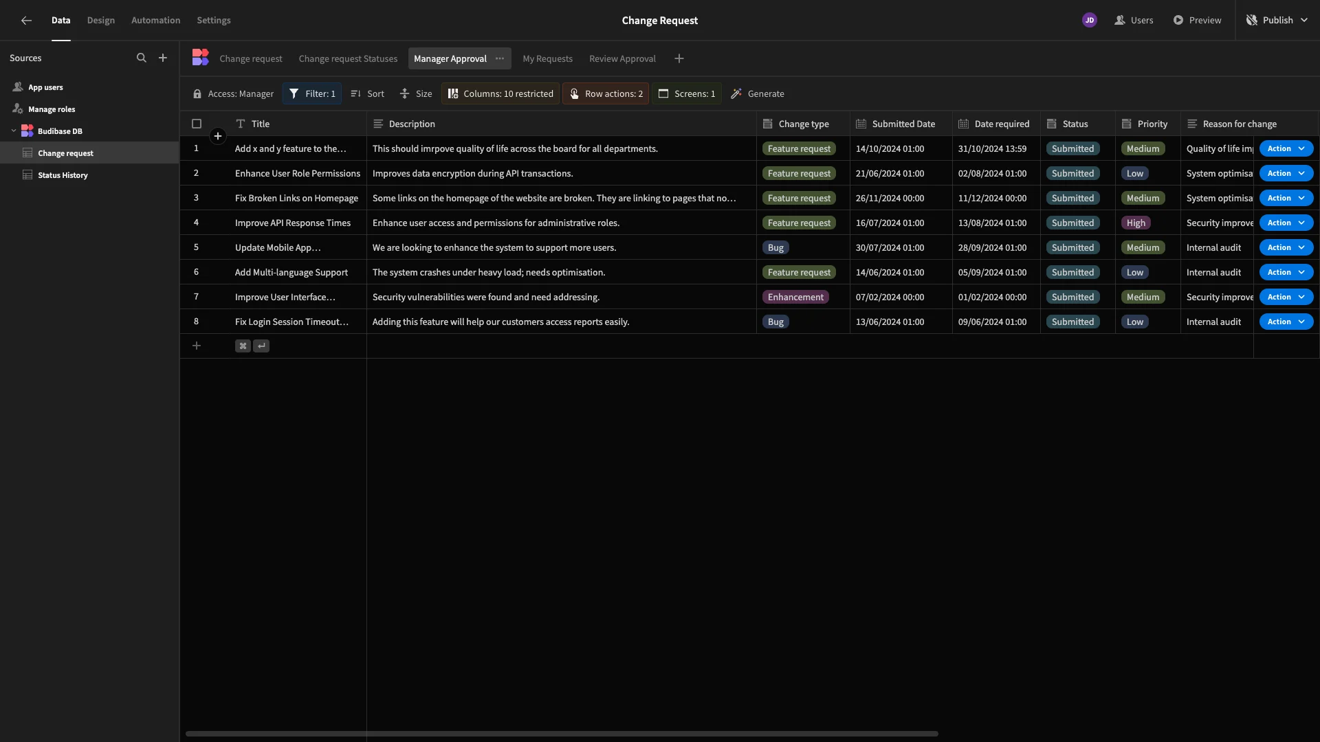 Open Source Form Builder Budibase DB