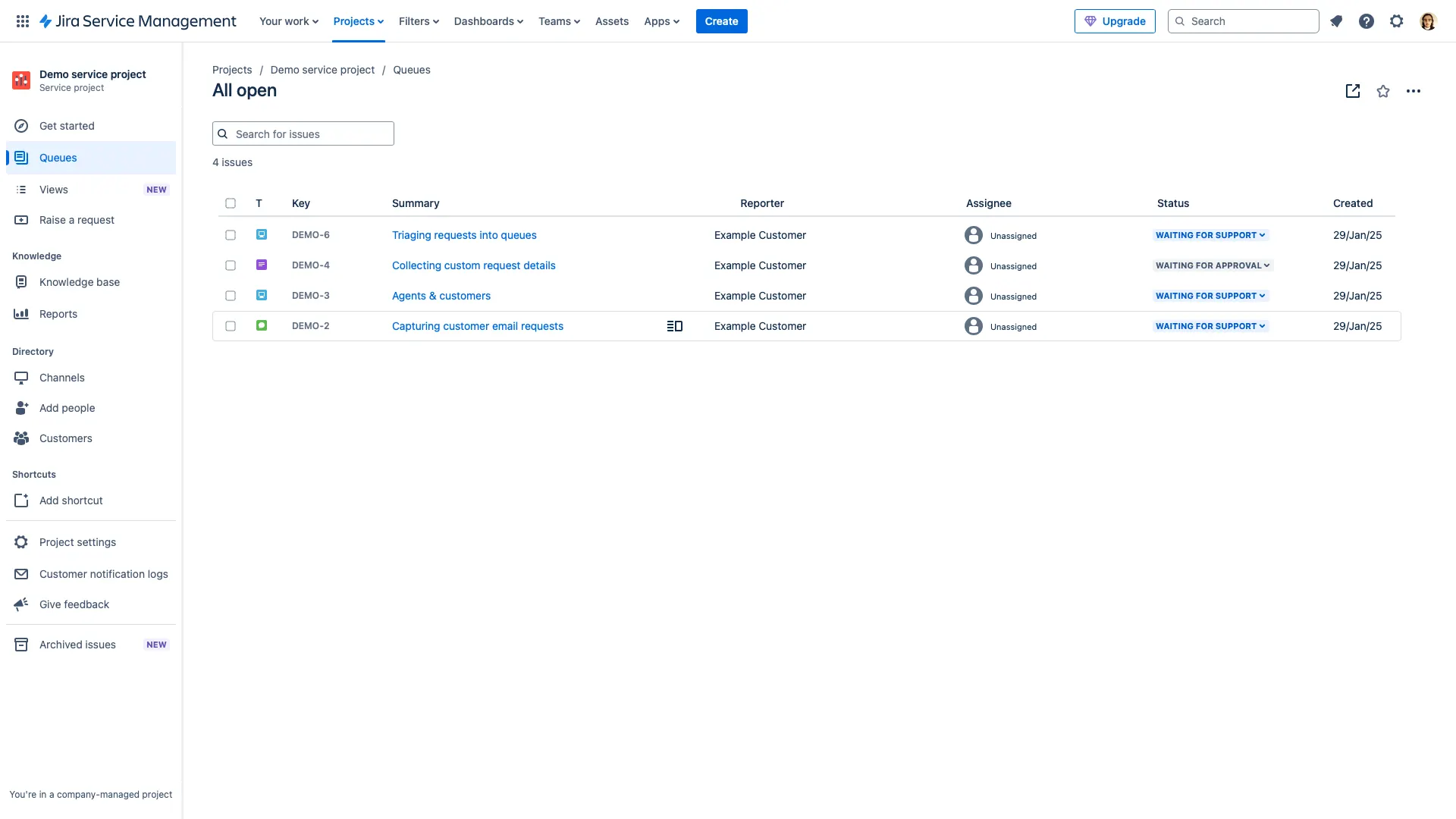 Jira Service Management Data
