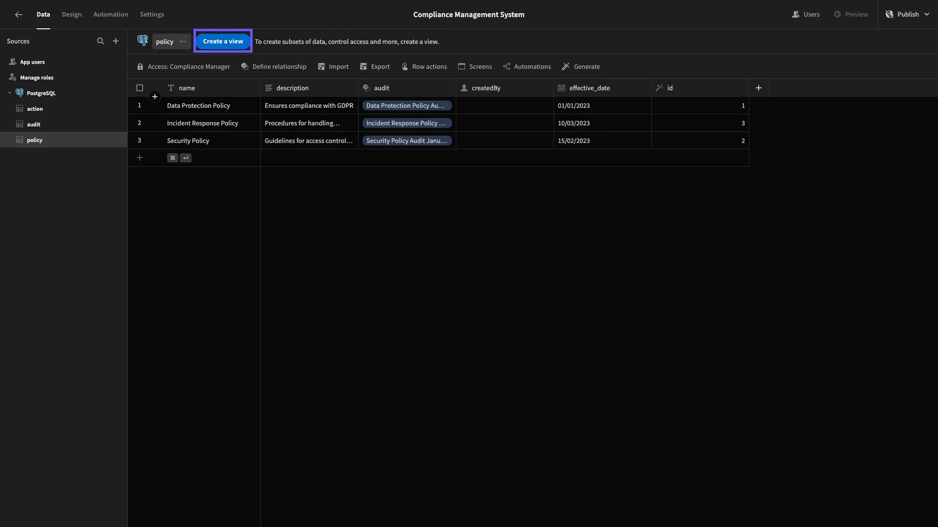 Create View
