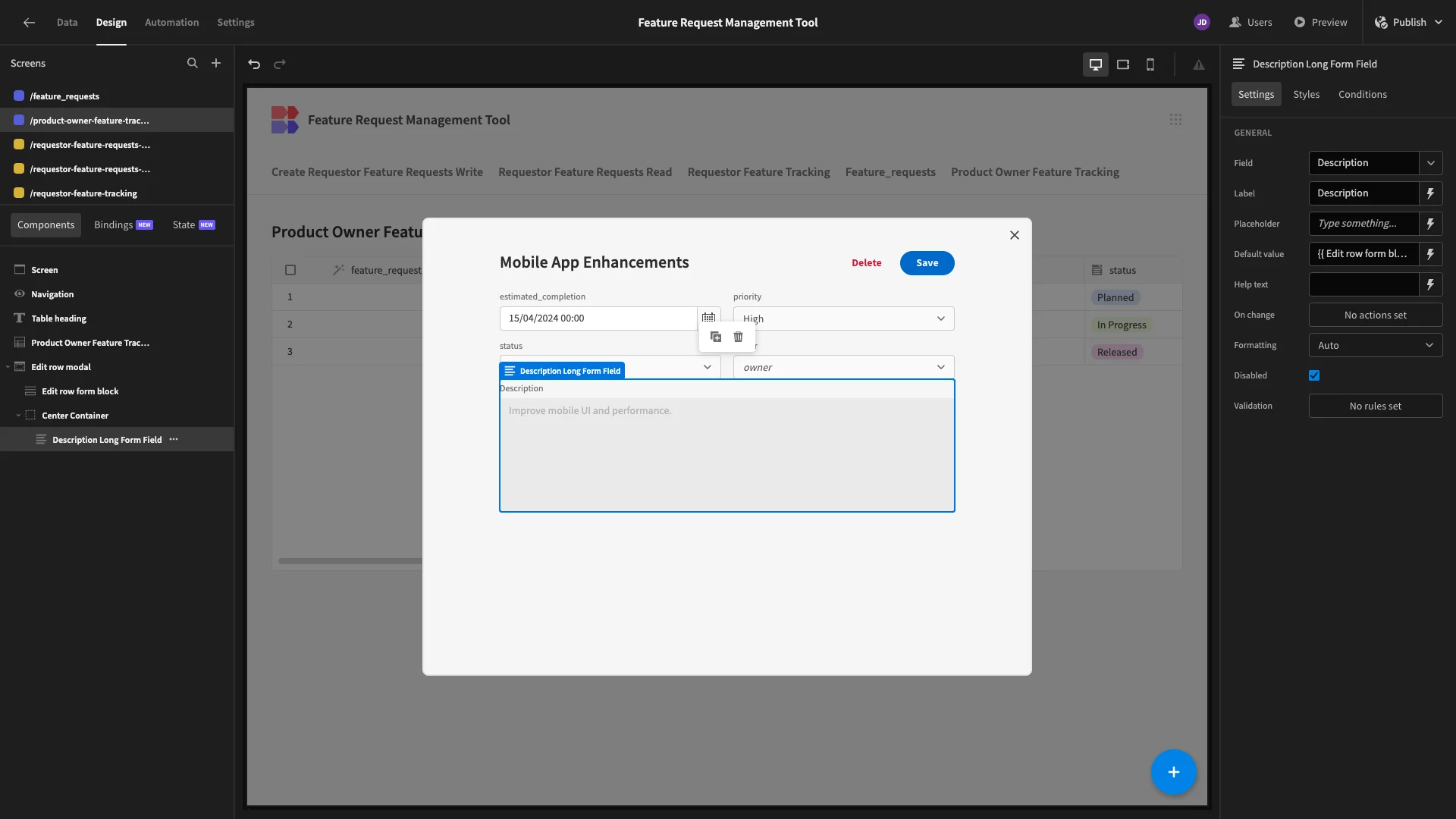 Description Field