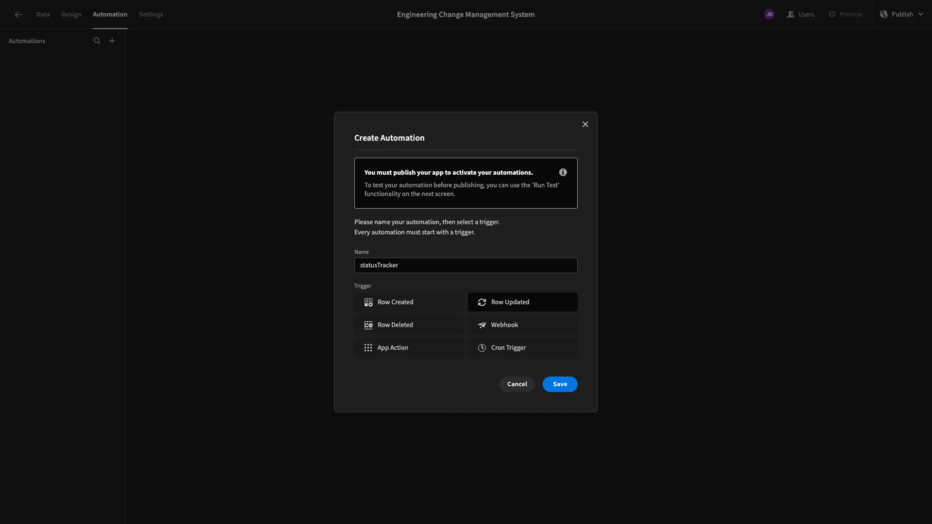 Create automation