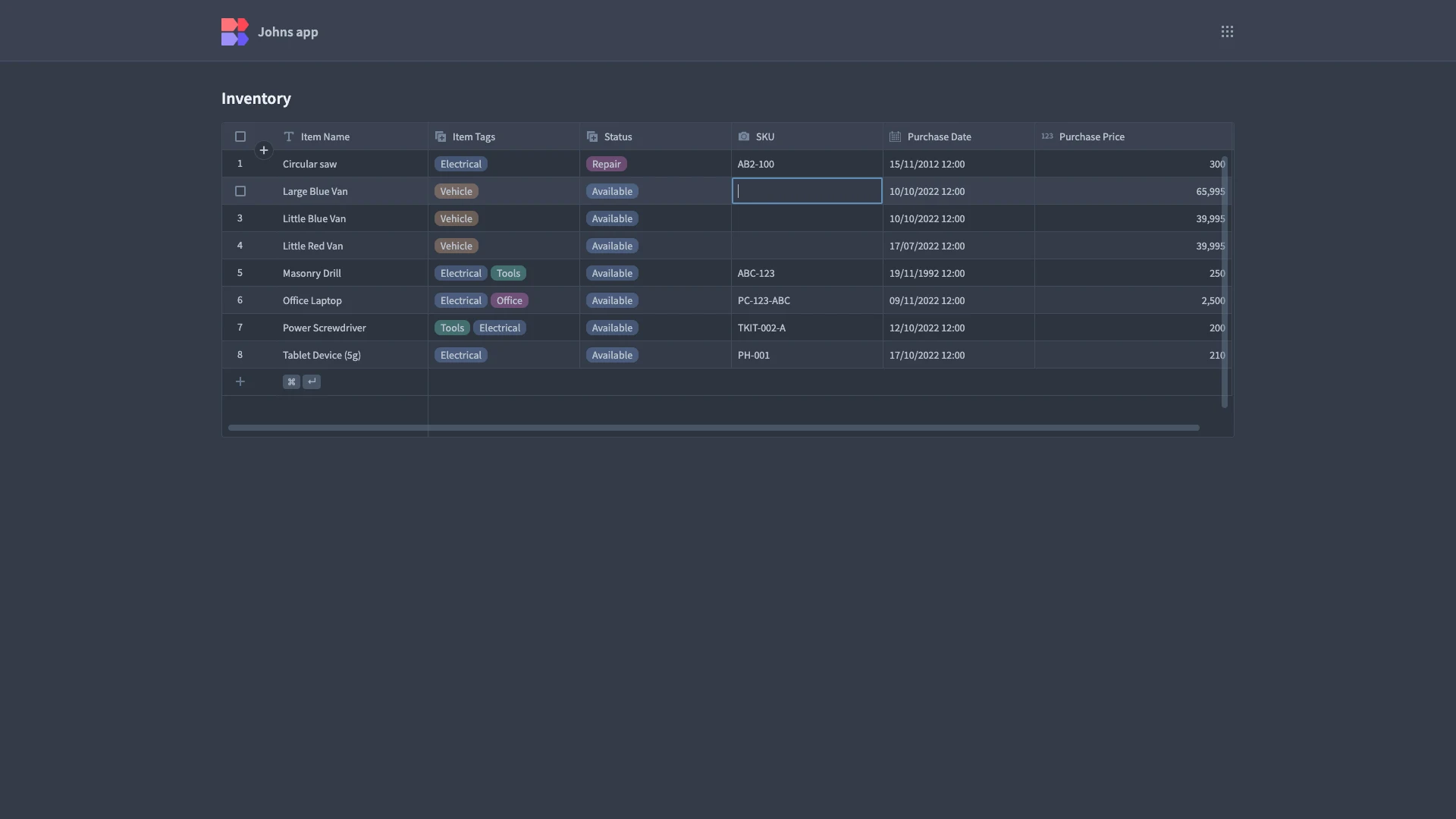 Budibase Table UI Design