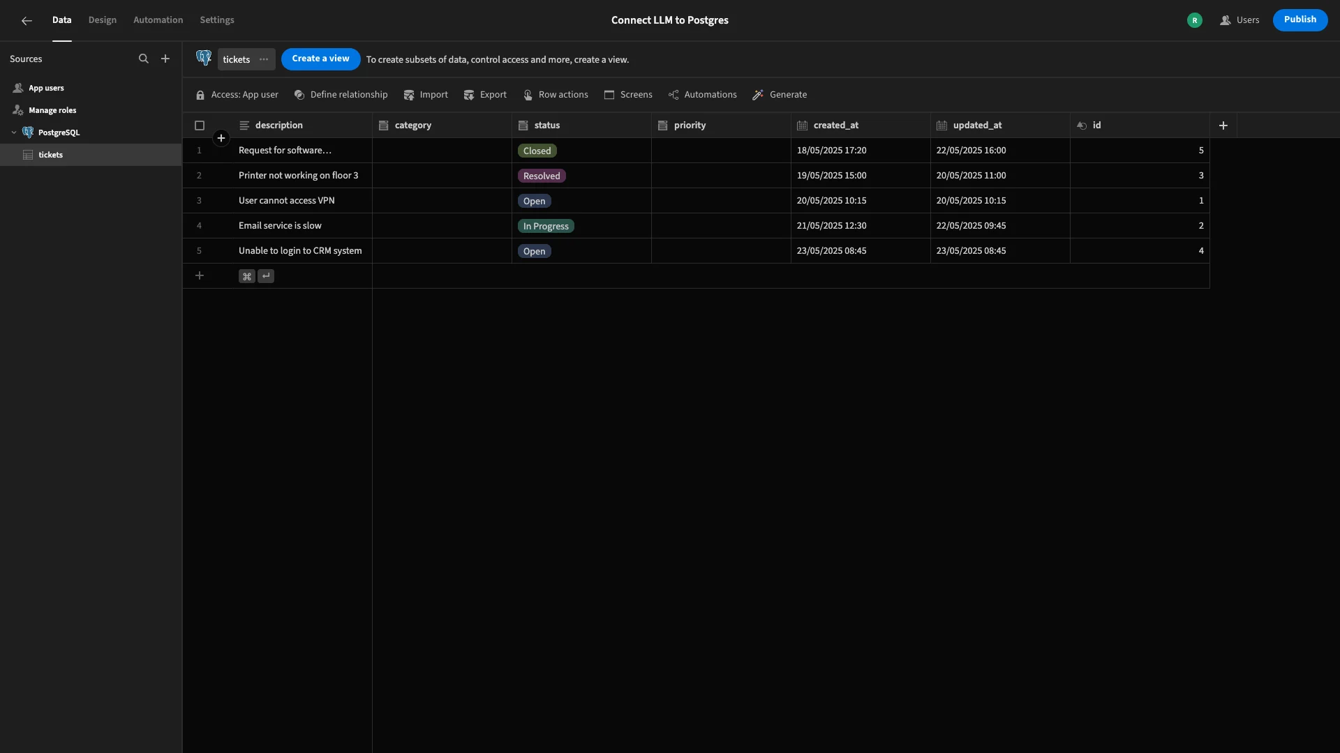 Connect LLM to Posgres