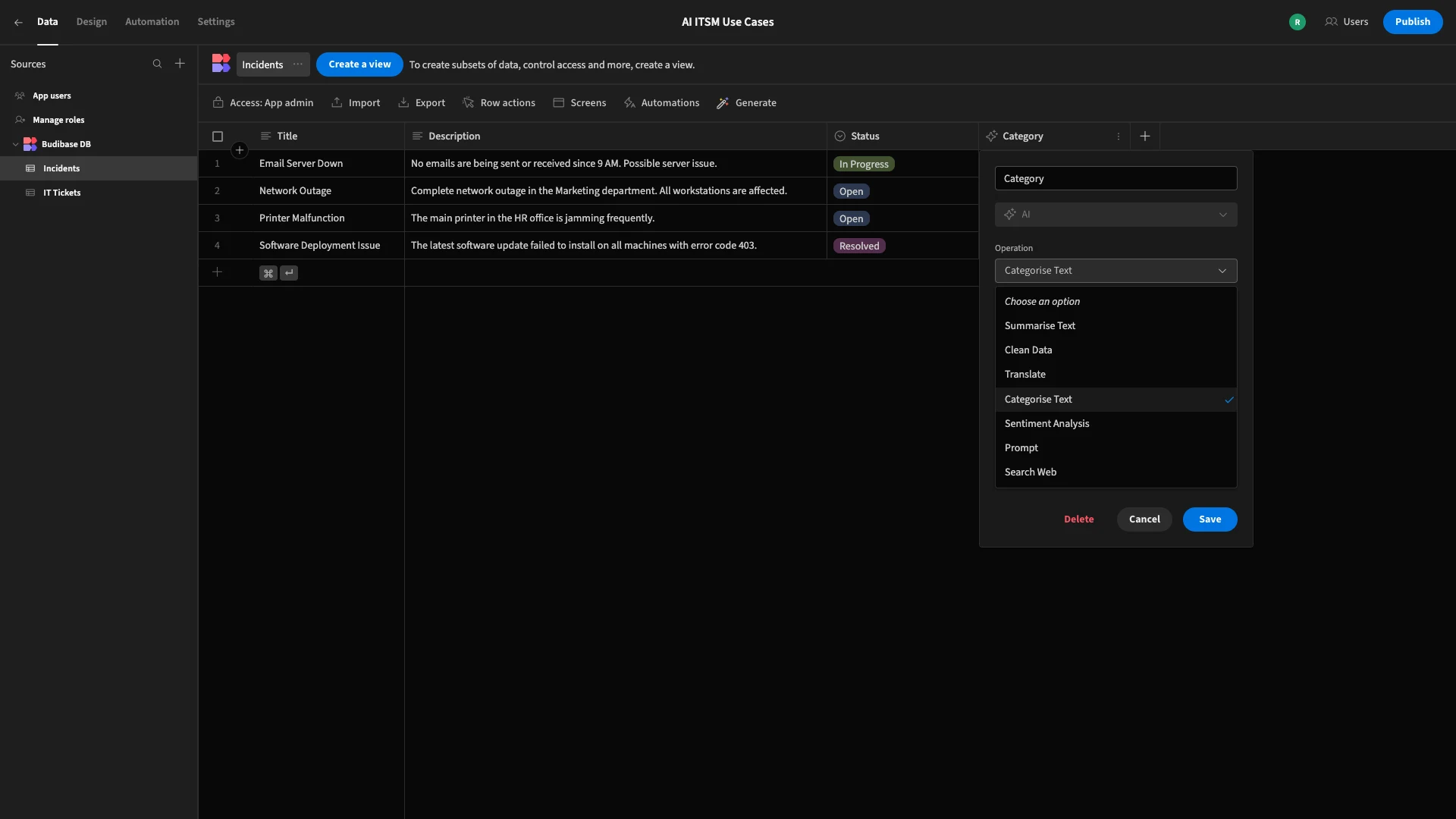 AI for ITSM