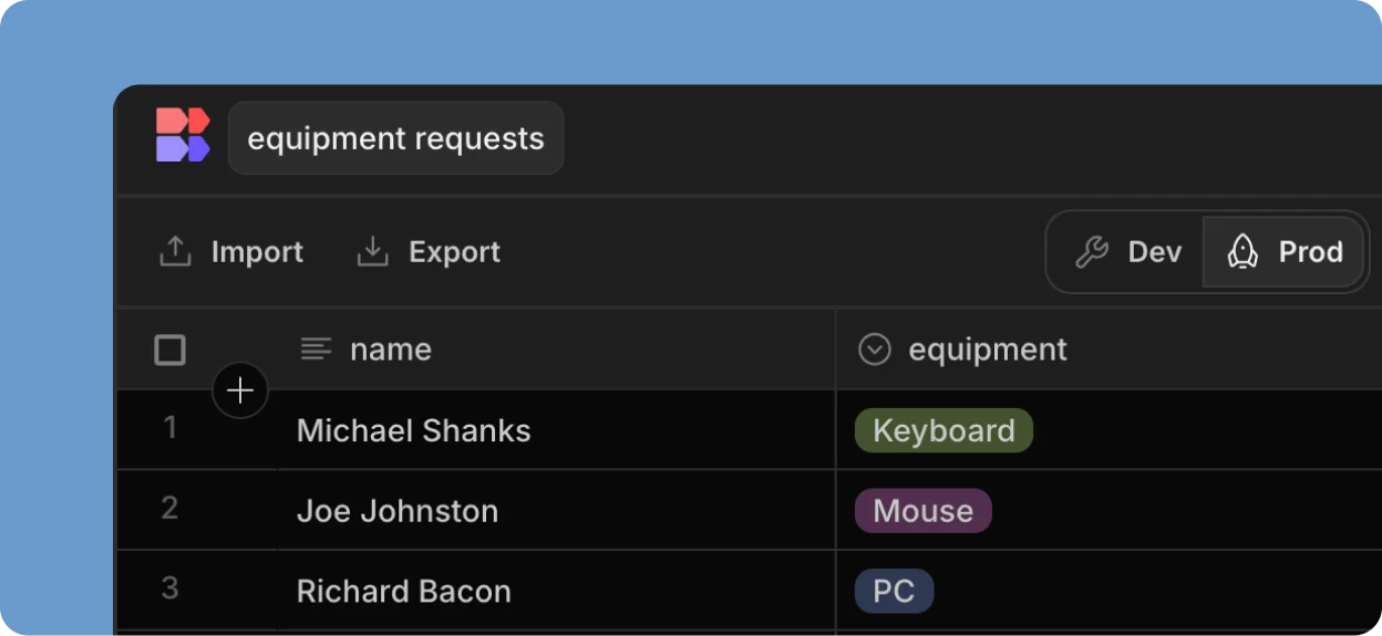 dev prod switcher