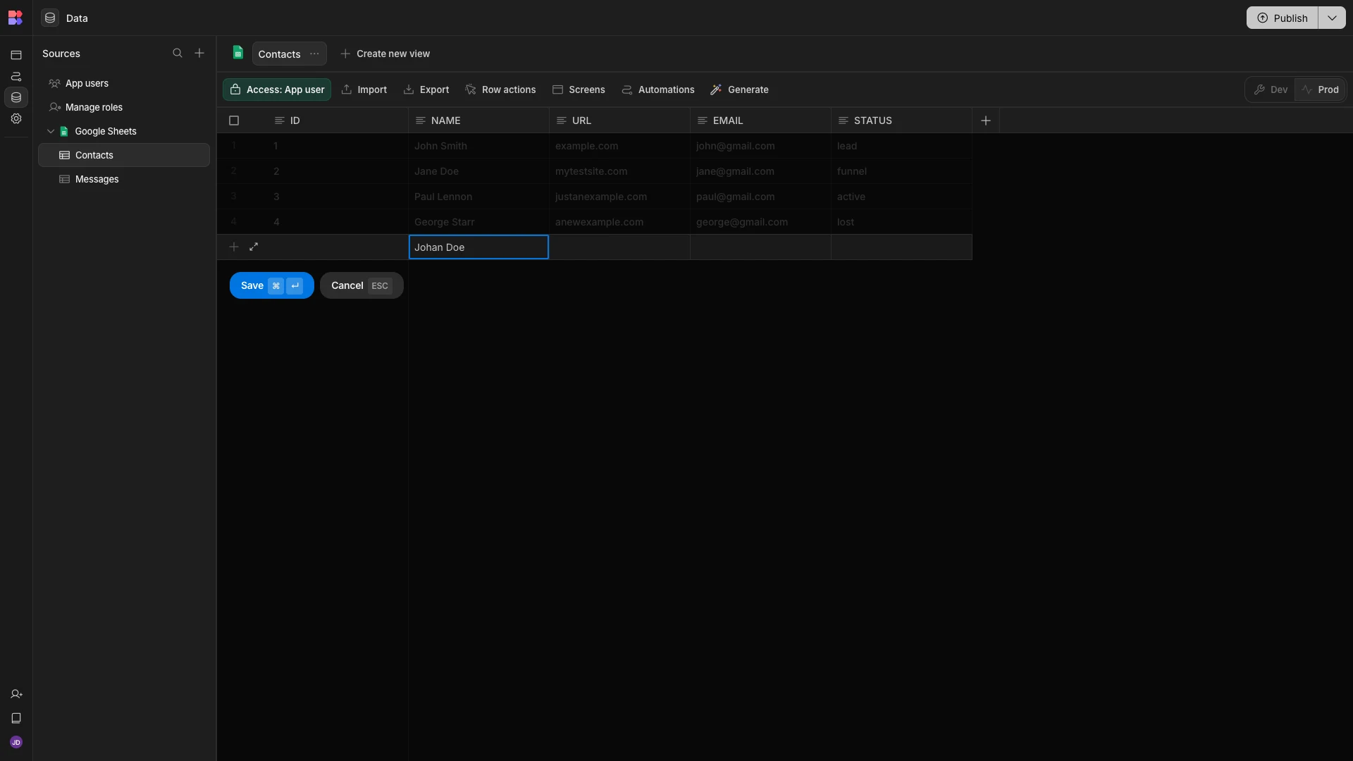 Google Sheets GUI