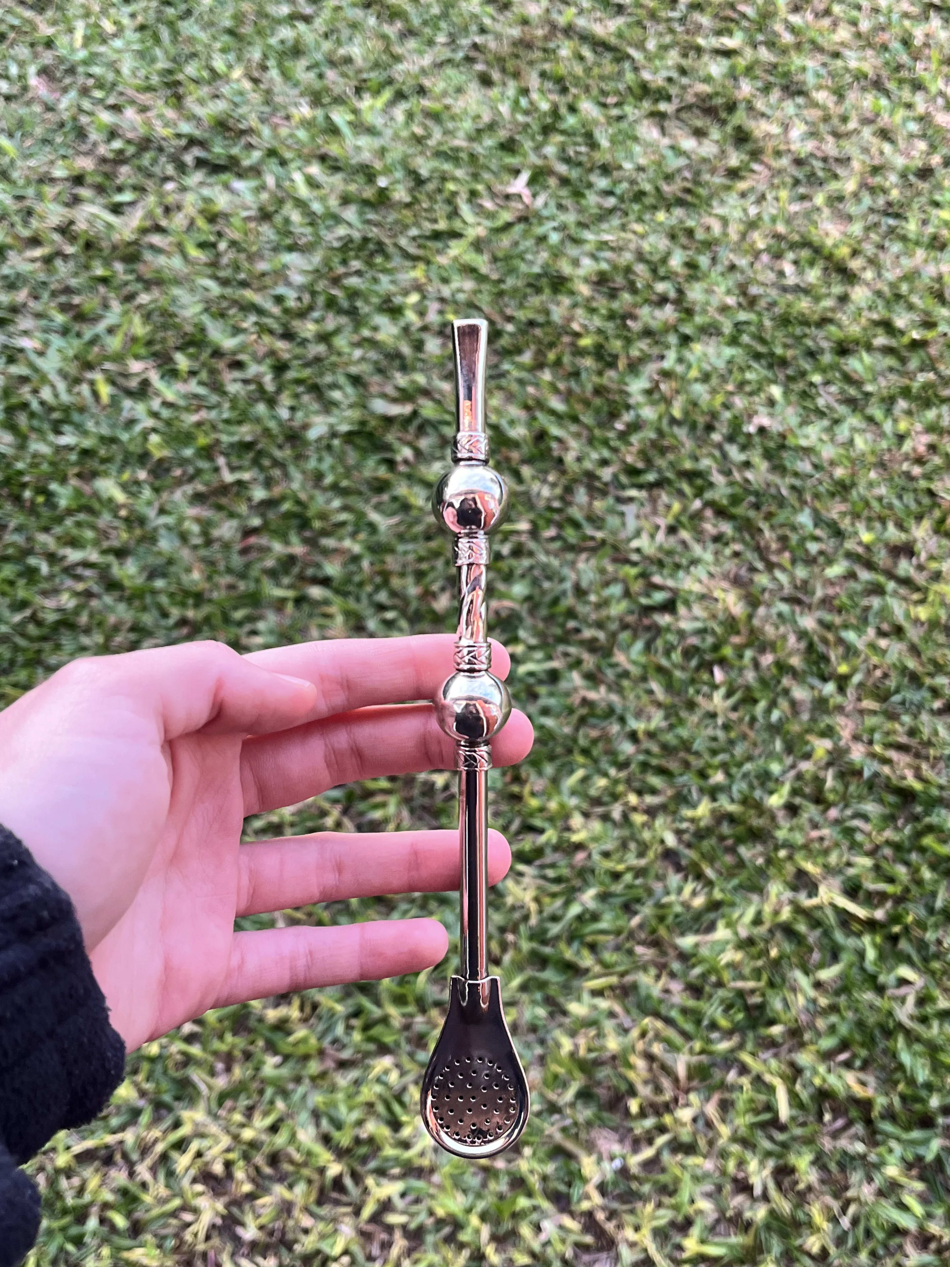 Bombilla de alpaca 'dos bolitas'