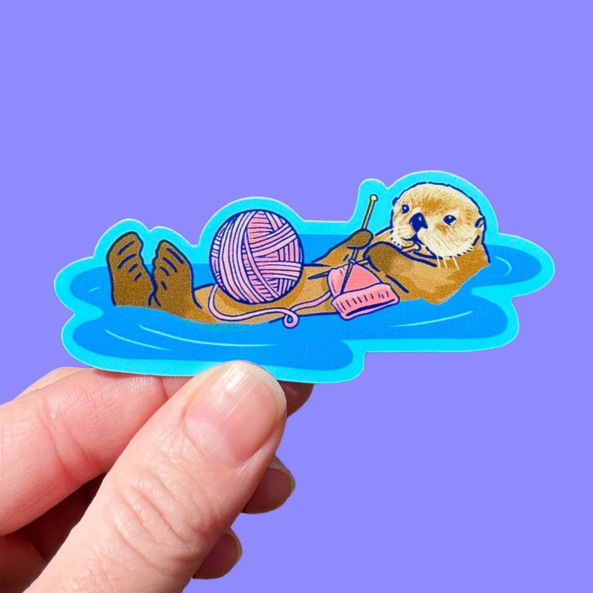Knitting Sea Otter - Vinyl Sticker
